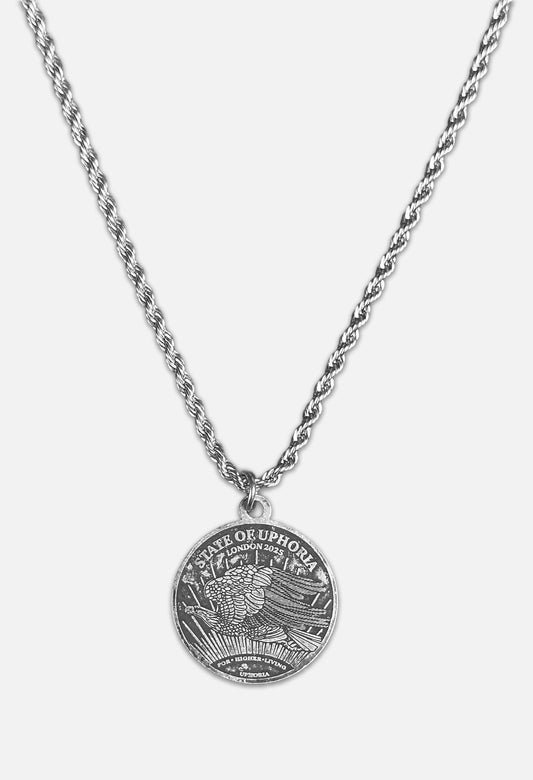 Eagle Faded Silver Necklace