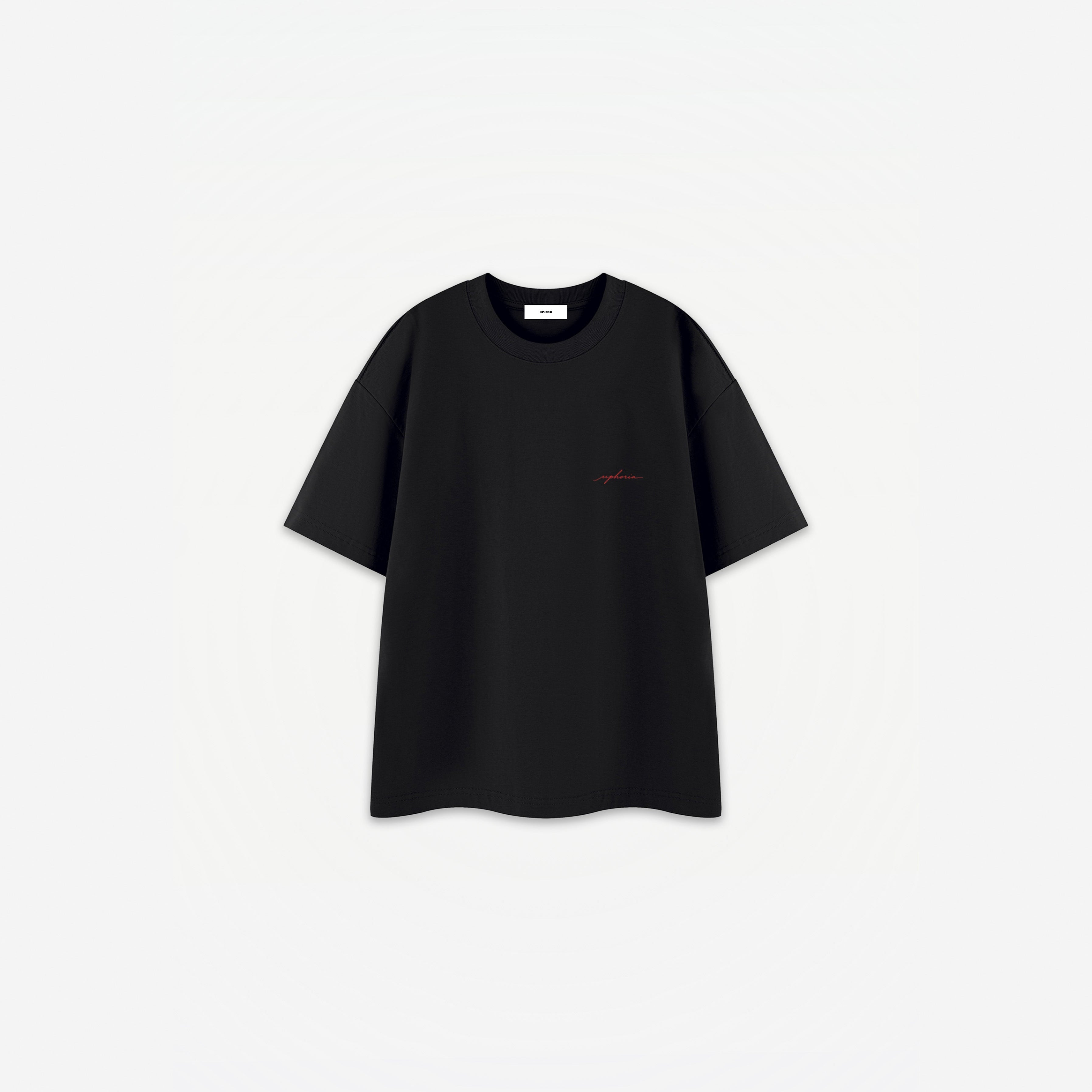 Amore Amore Tee in Black Red – flat lay, front view