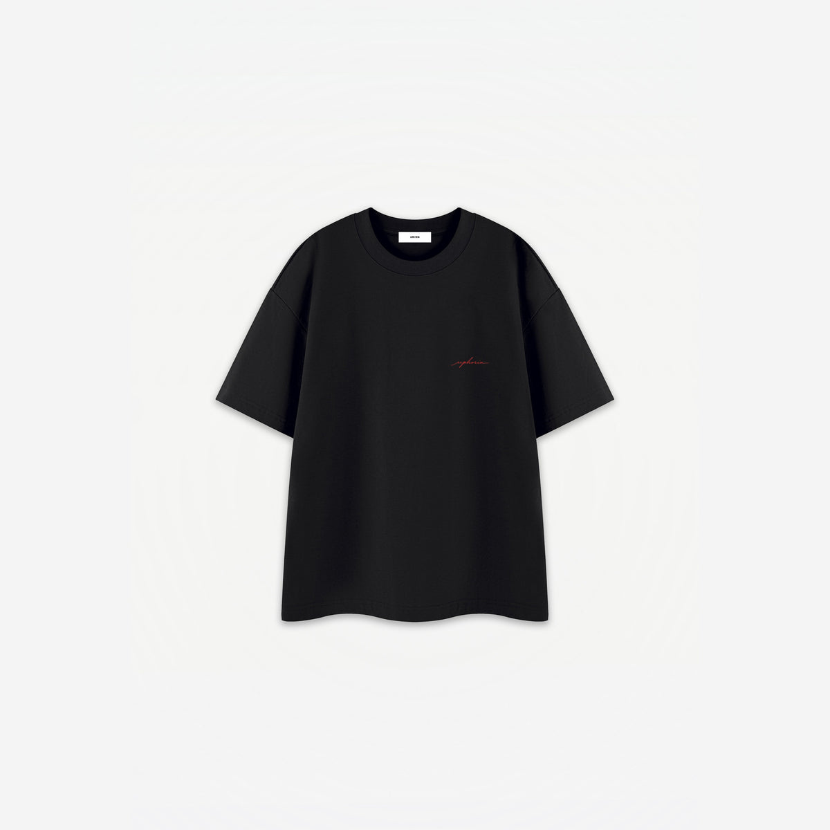 Amore Amore Tee in Black Red – flat lay, front view