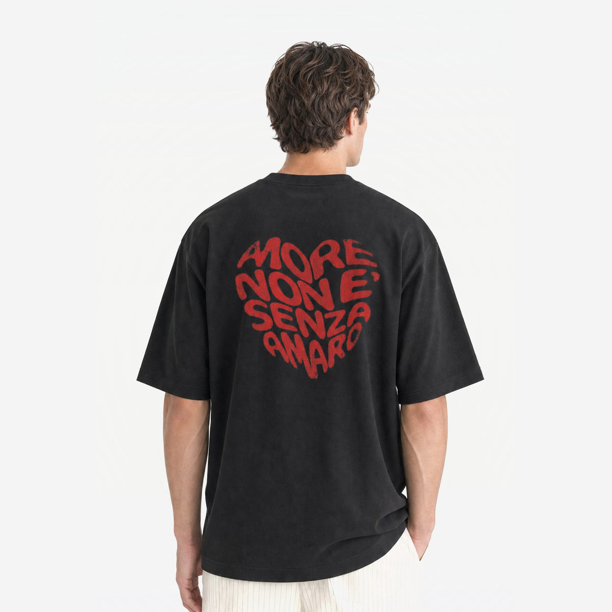 Amore Amore Tee in Black Red – worn by model, back view