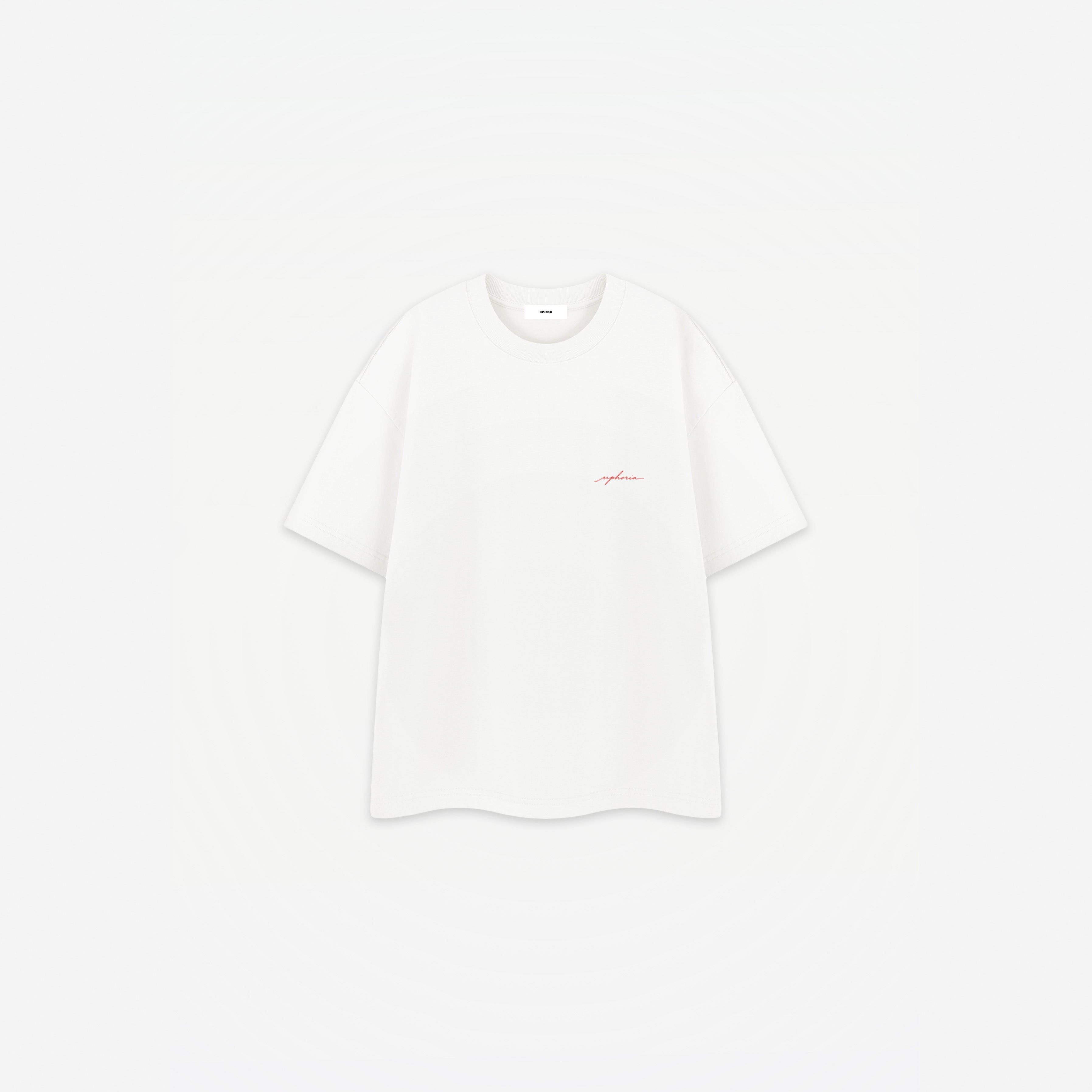 Amore Amore Tee in White Red – flat lay, front view