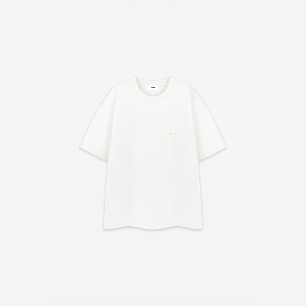 Amore Amore Tee in White Red – flat lay, front view