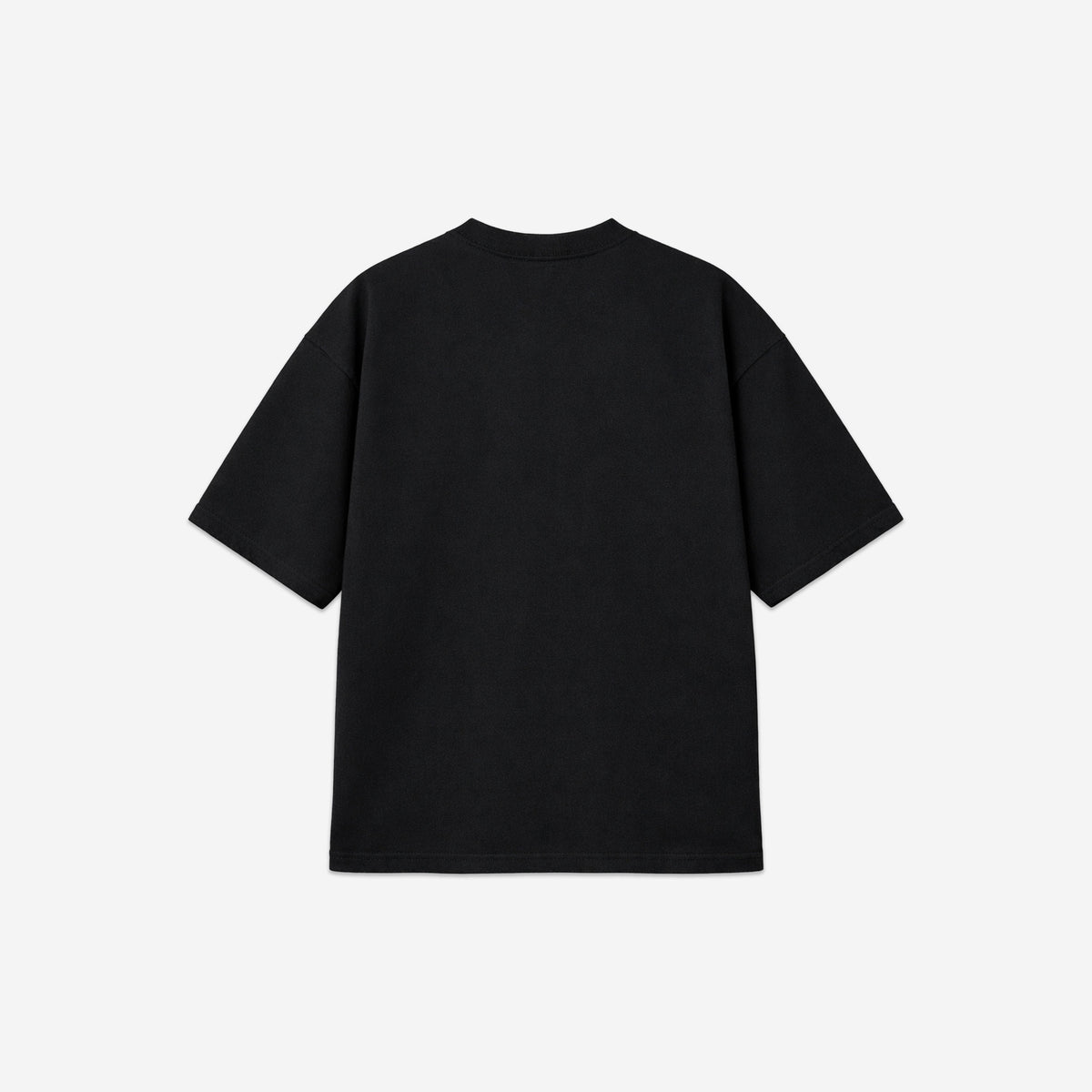 Checkered Logo Heavy Tee in Faded Black – flat lay, back view
