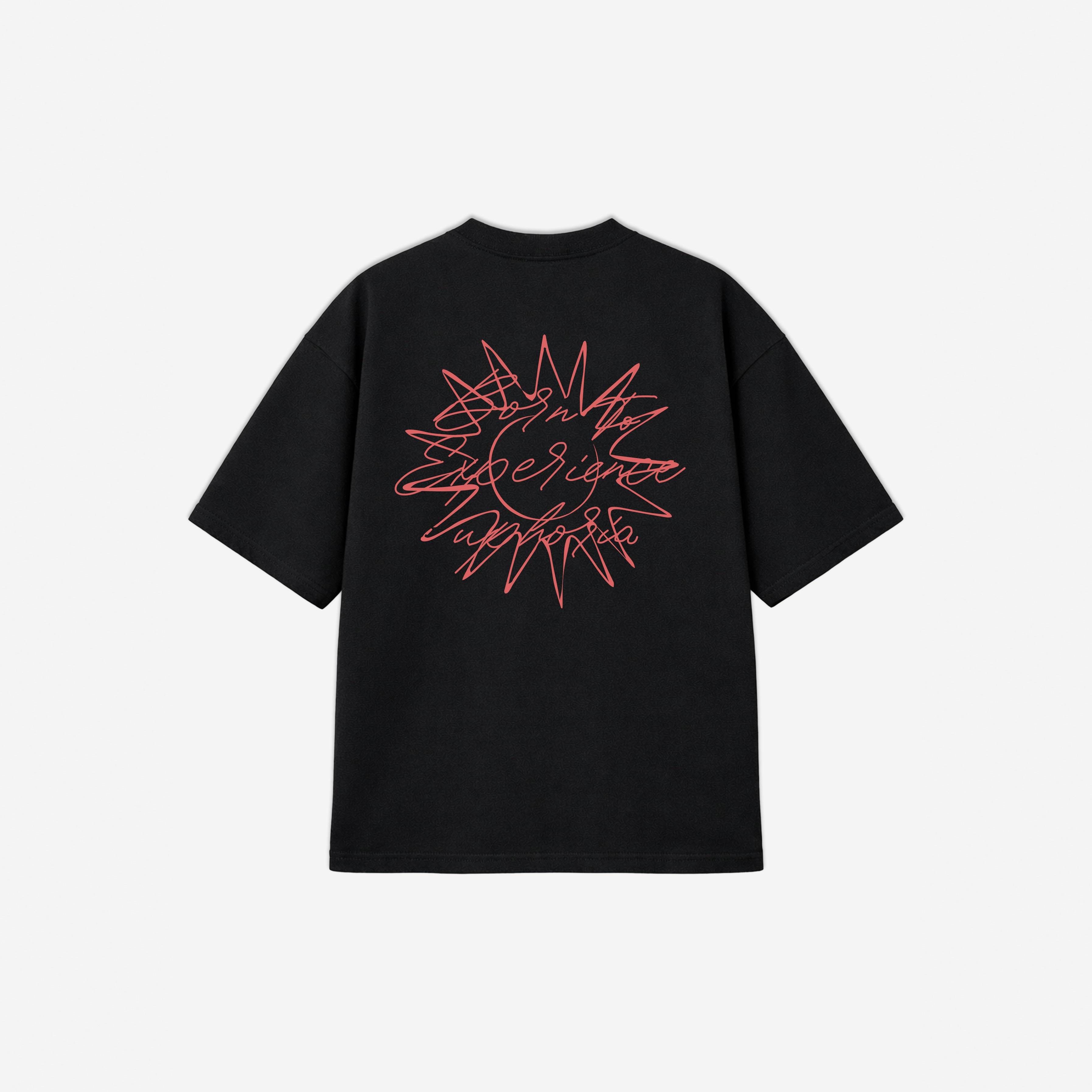 Born To Experience Tee in Black – flat lay, back view