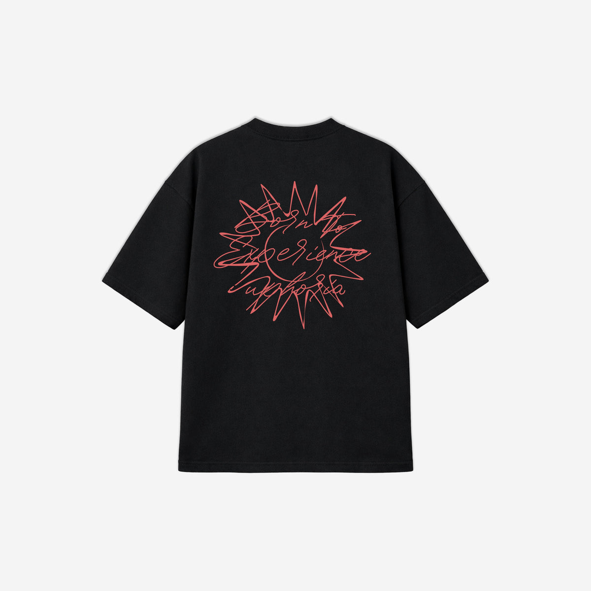 Born To Experience Tee in Black – flat lay, back view