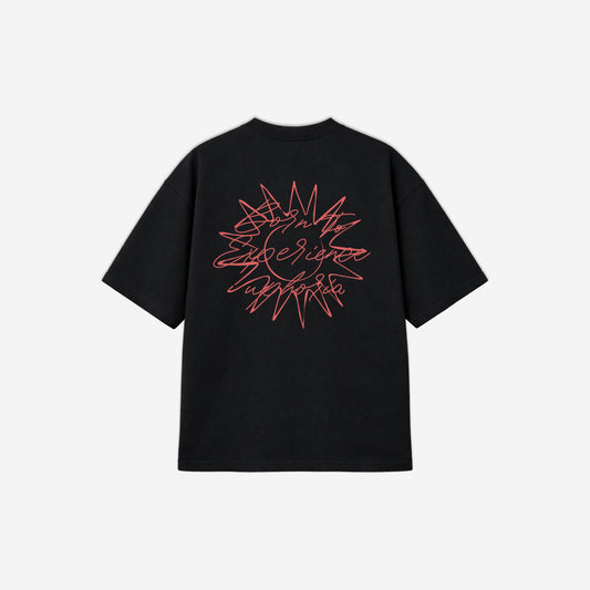 Born To Experience Tee in Black – flat lay, back view