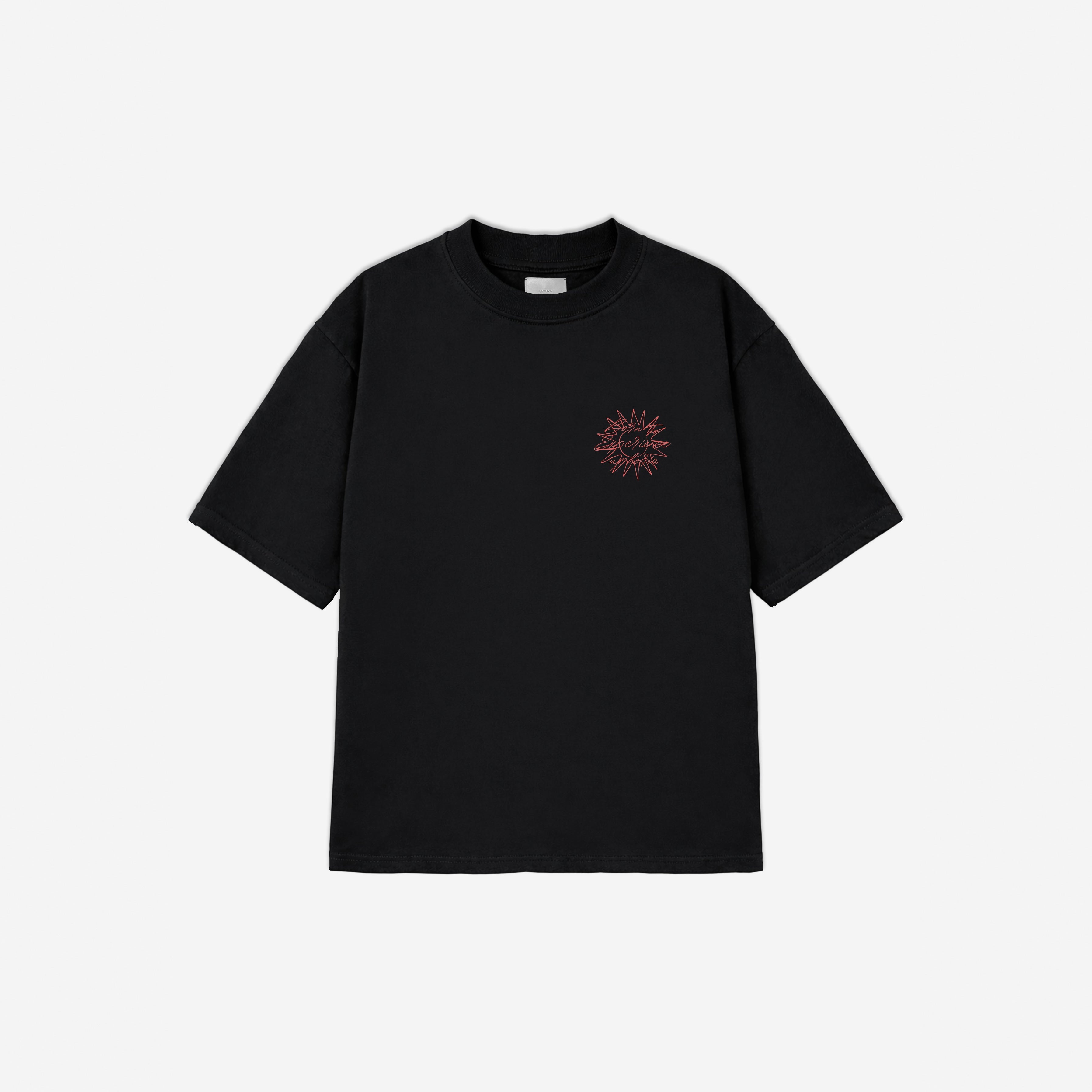 Born To Experience Tee in Black – flat lay, front view