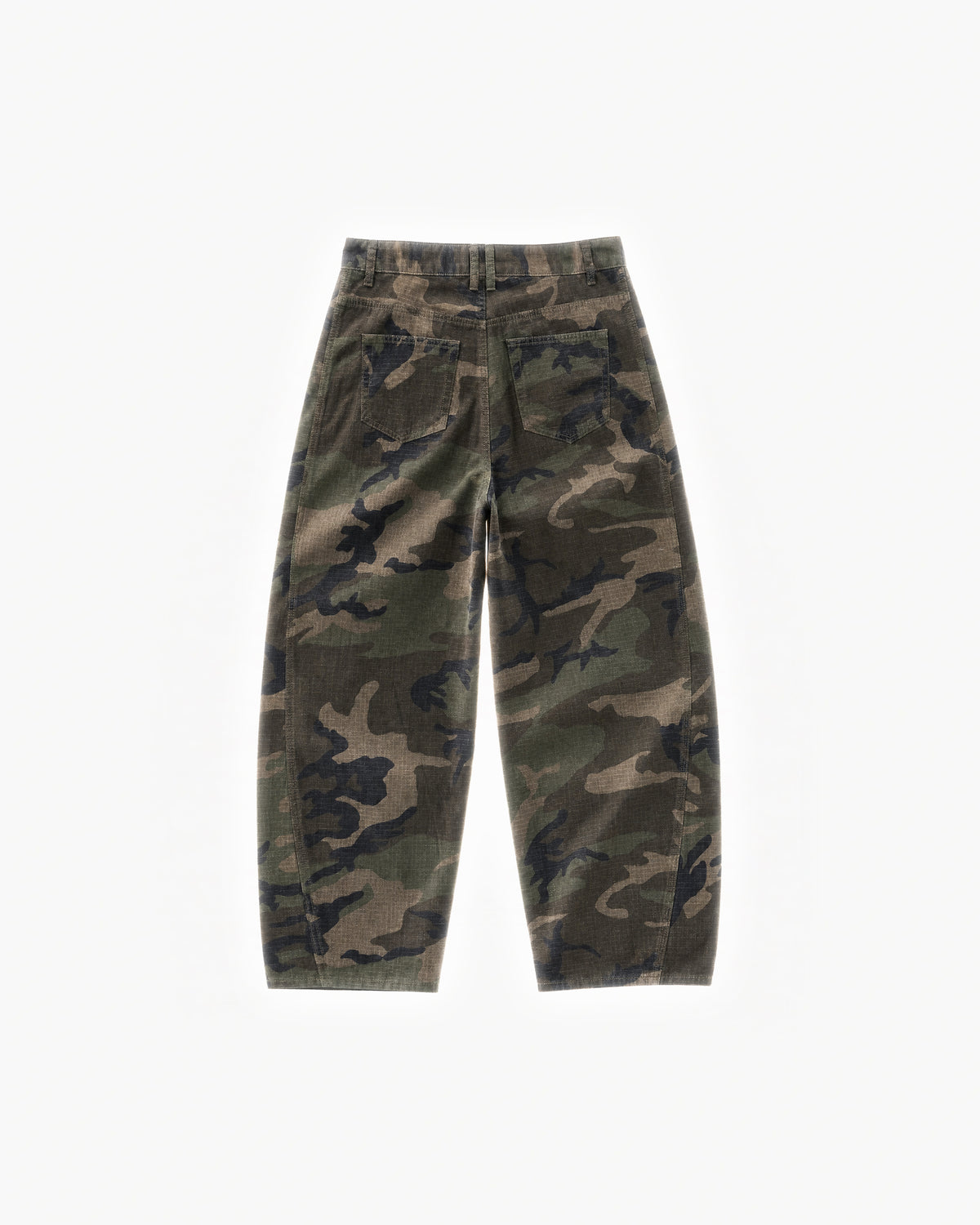 Cortina Light Camo Pants in Camo – flat lay, back view