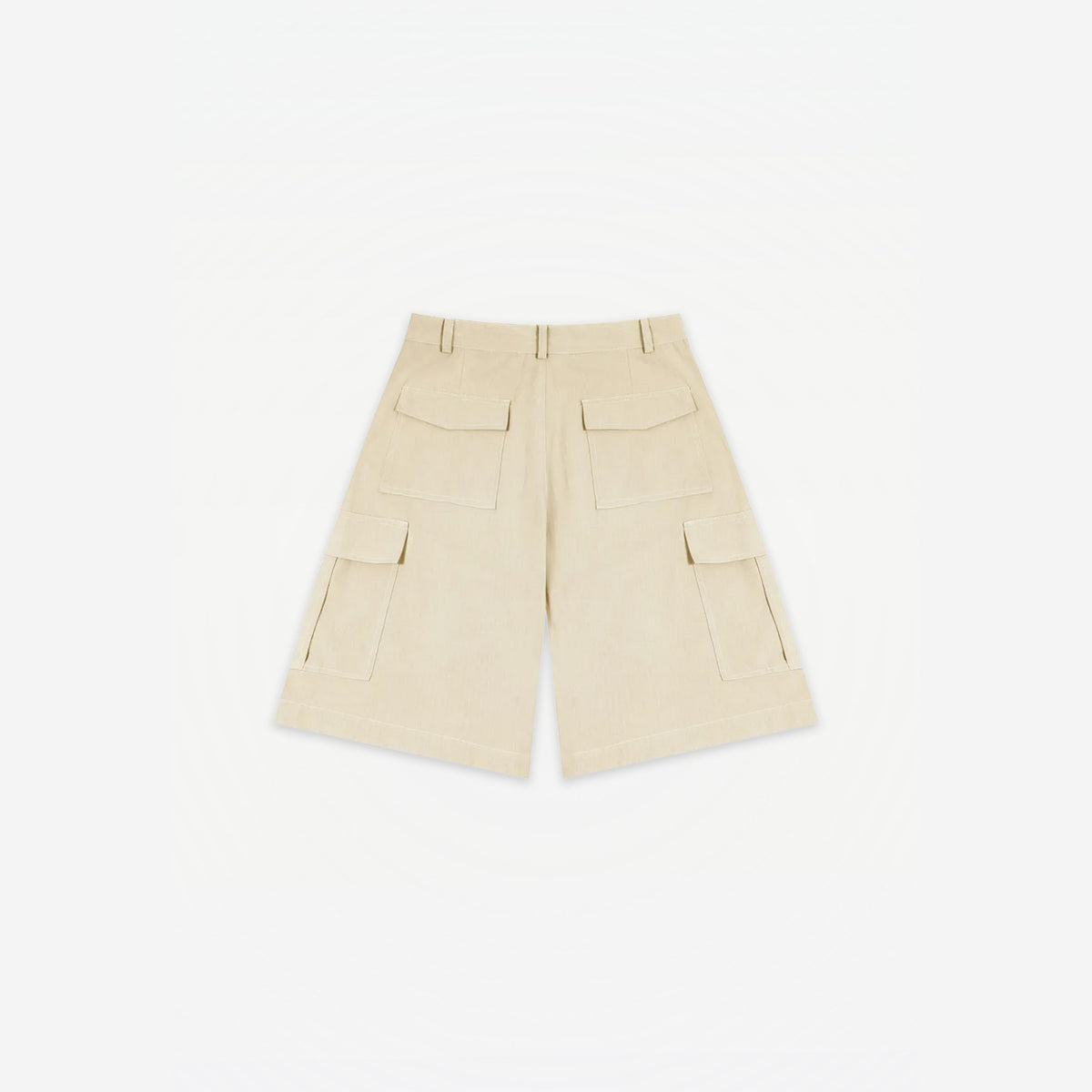 Signature Summer Cargo Shorts in Ivory – flat lay, back view
