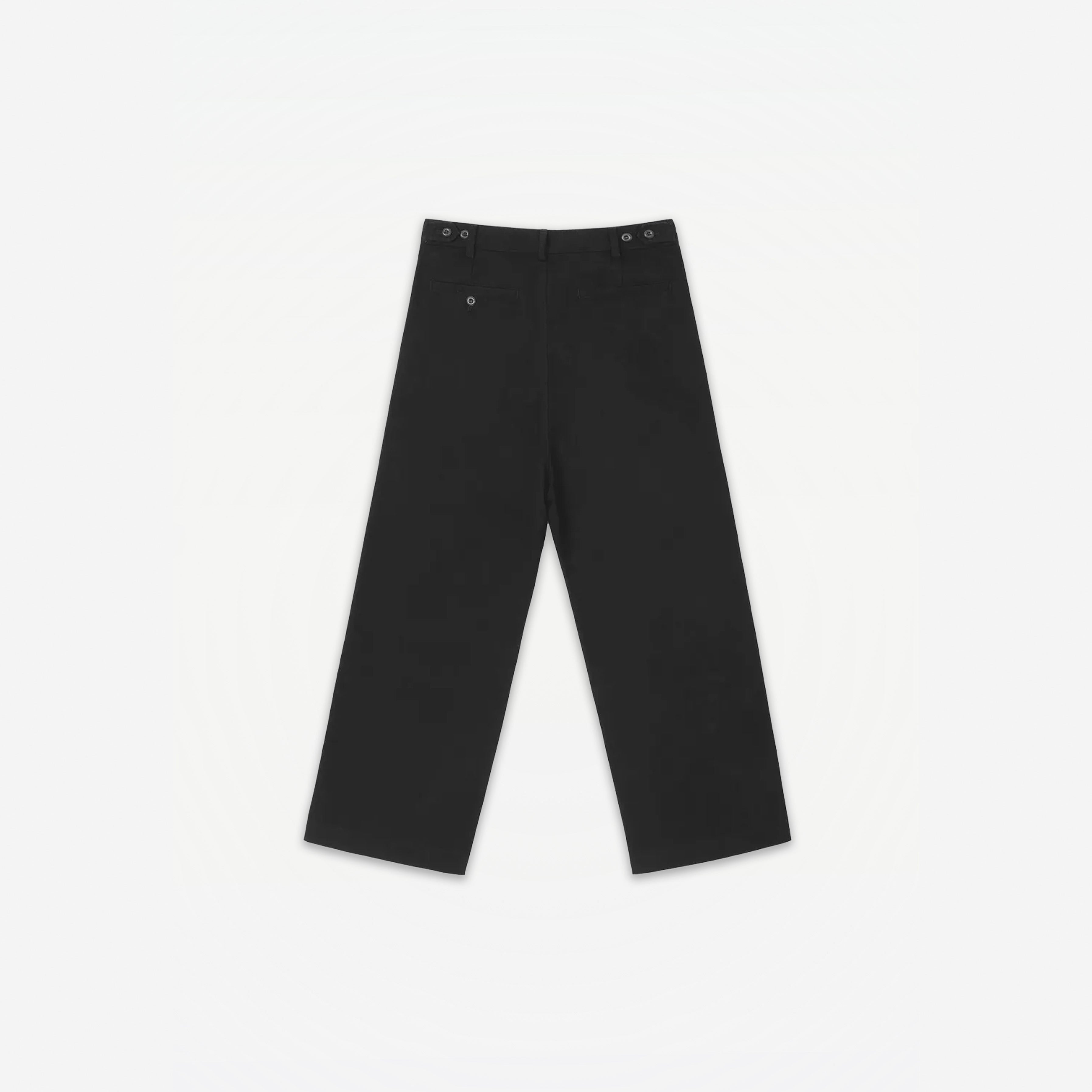 Como Tailored Pants in Black – flat lay, back view
