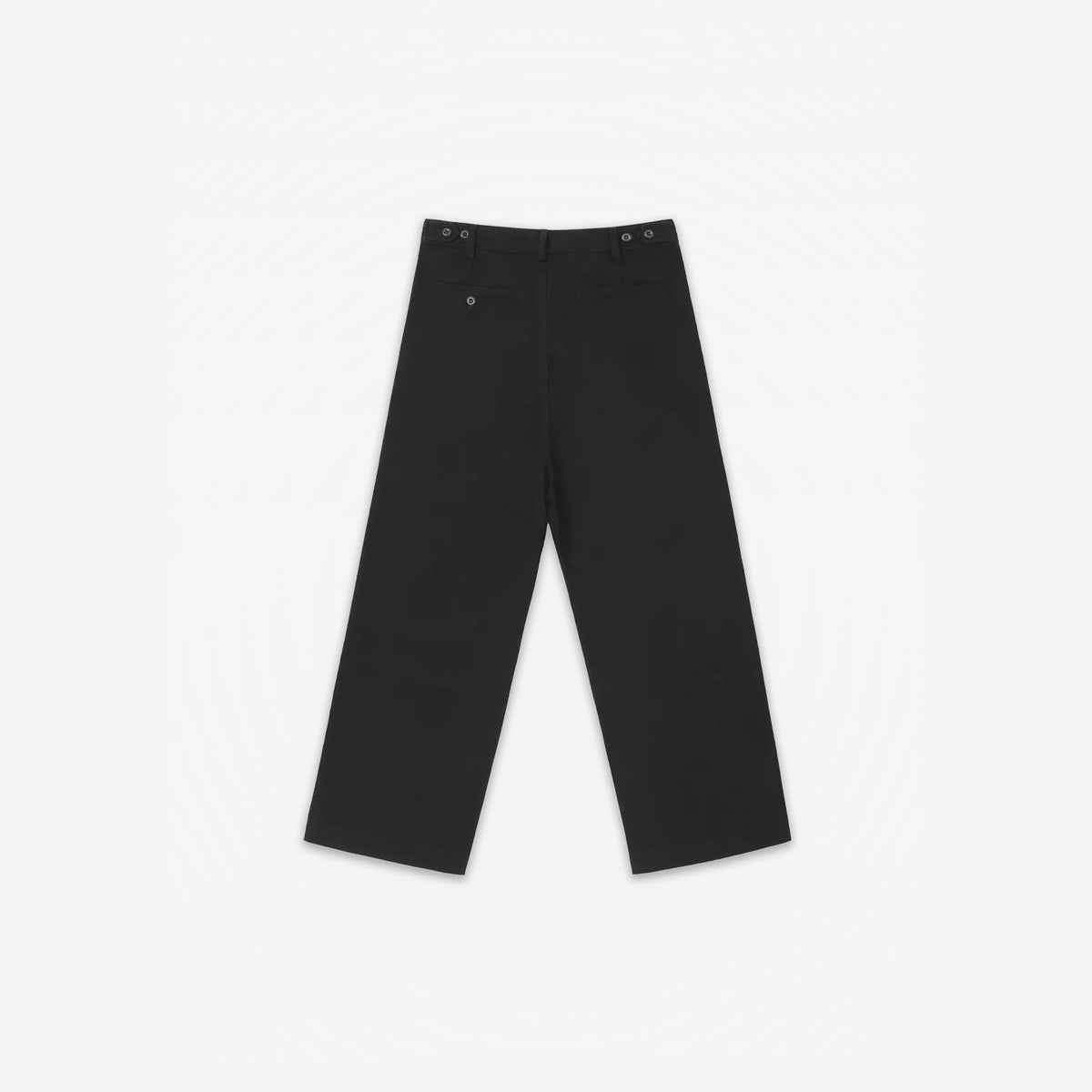 Como Tailored Pants in Black – flat lay, back view