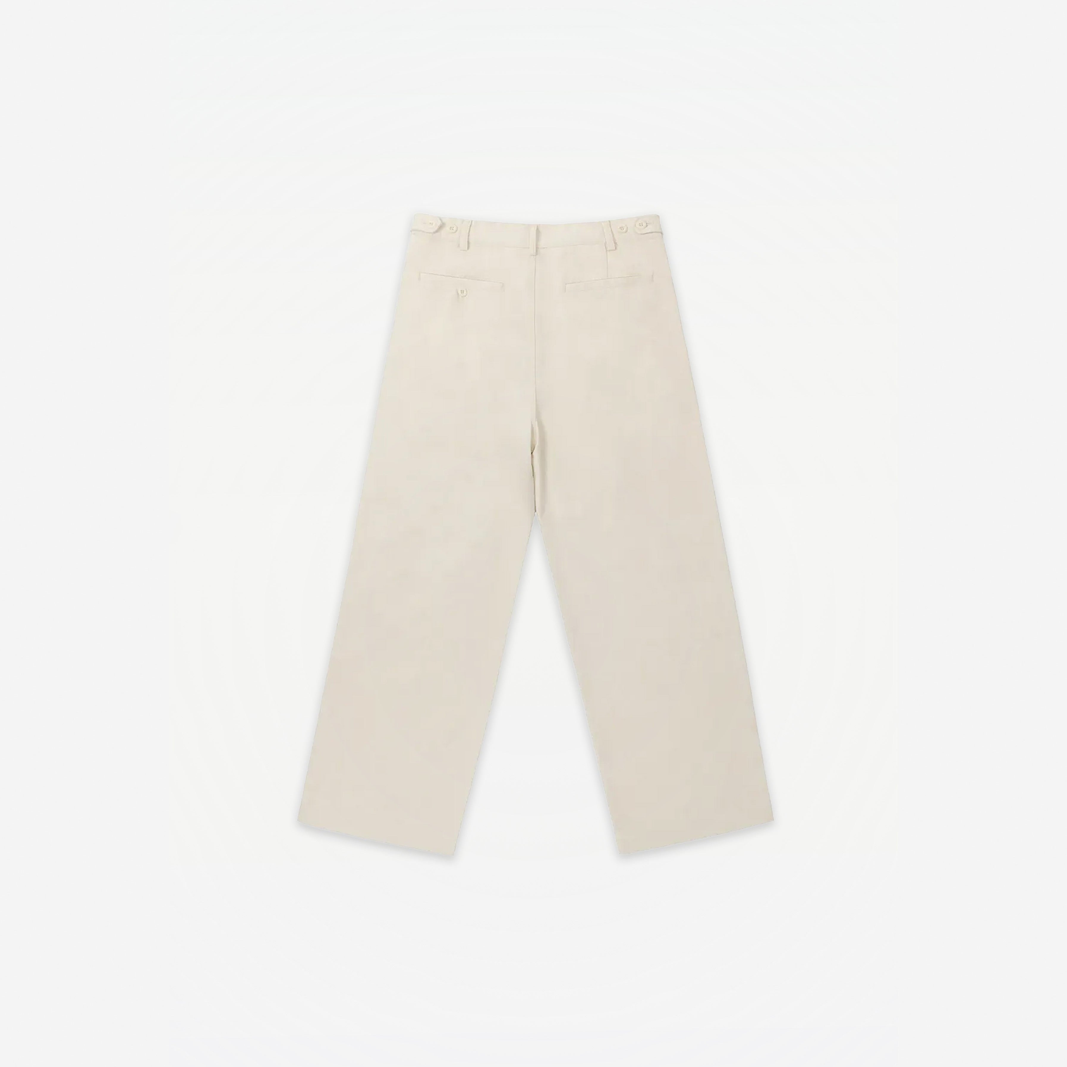 Como Tailored Pants in Beige – flat lay, back view