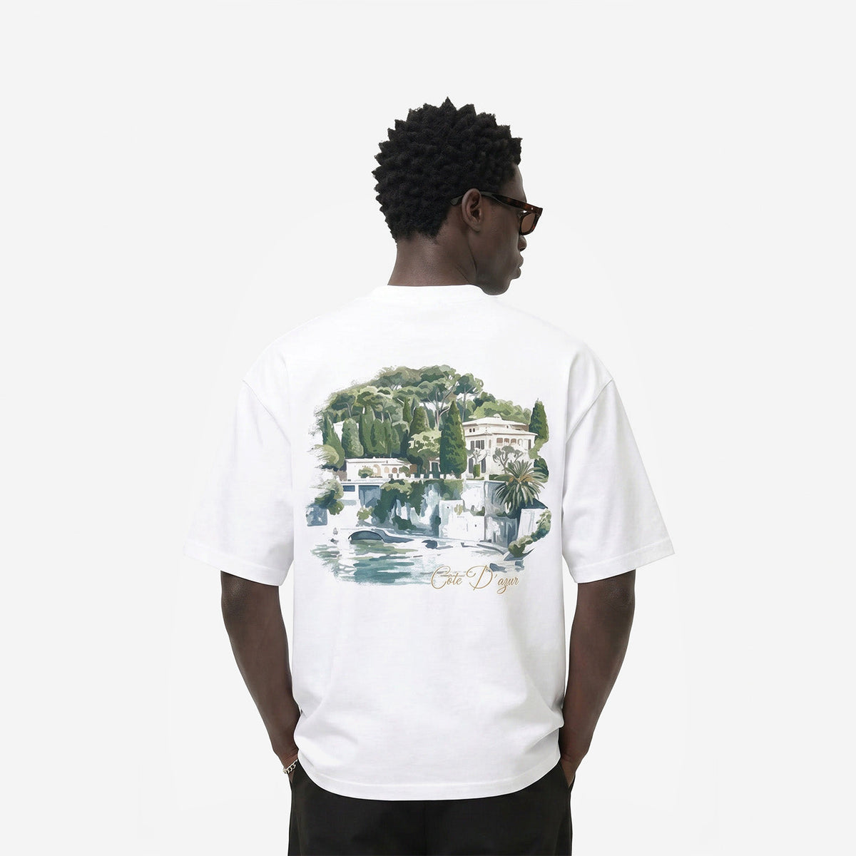 Cote D'azur Tee in White – worn by model
