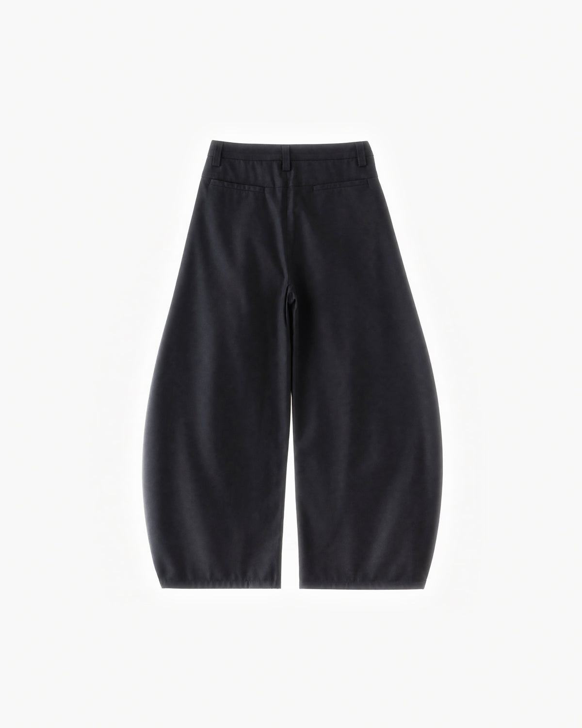 Mayfair Barrel Pant in Black – flat lay, back view