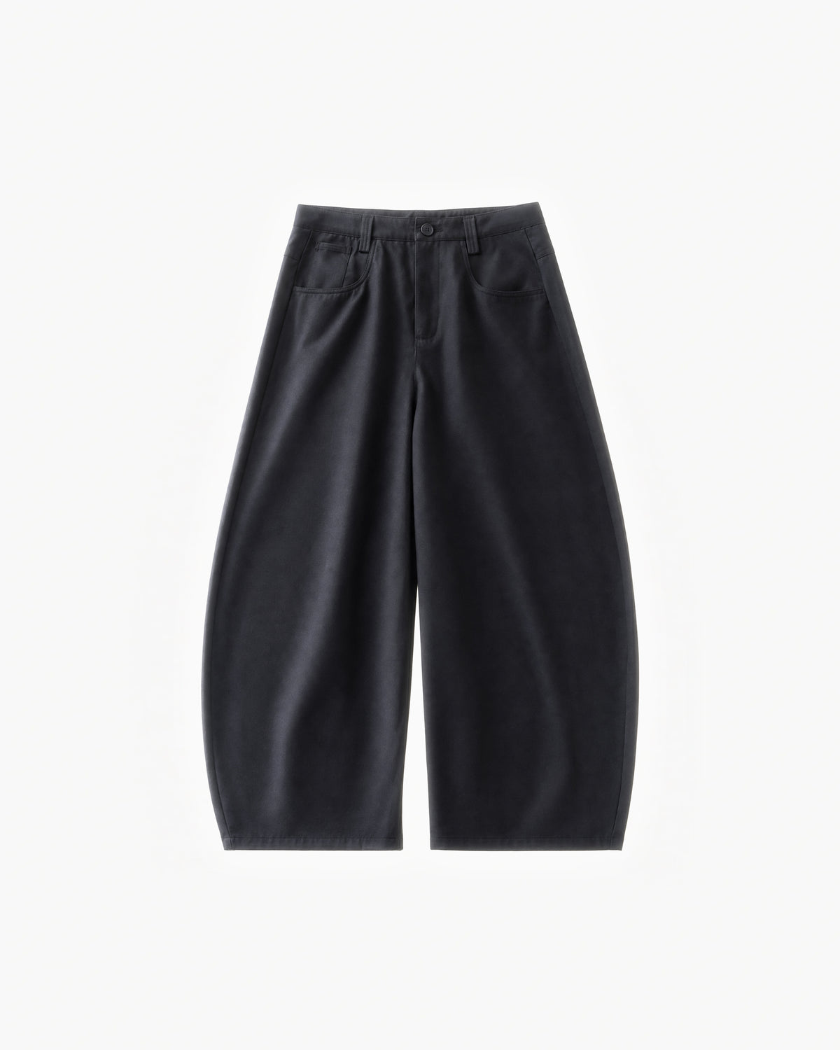 Mayfair Barrel Pant in Black – flat lay, front view