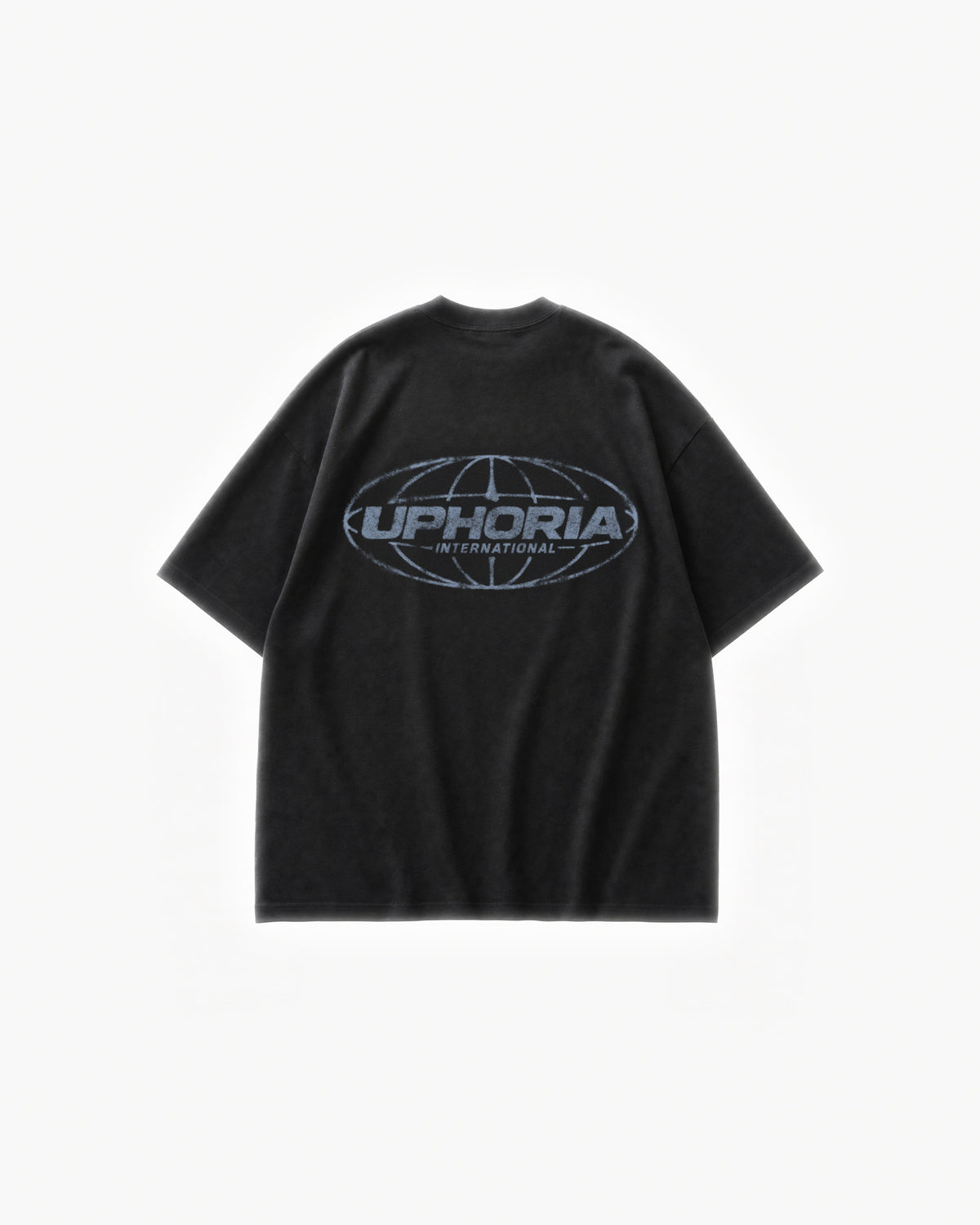 Globe Tee in Black – flat lay, back view