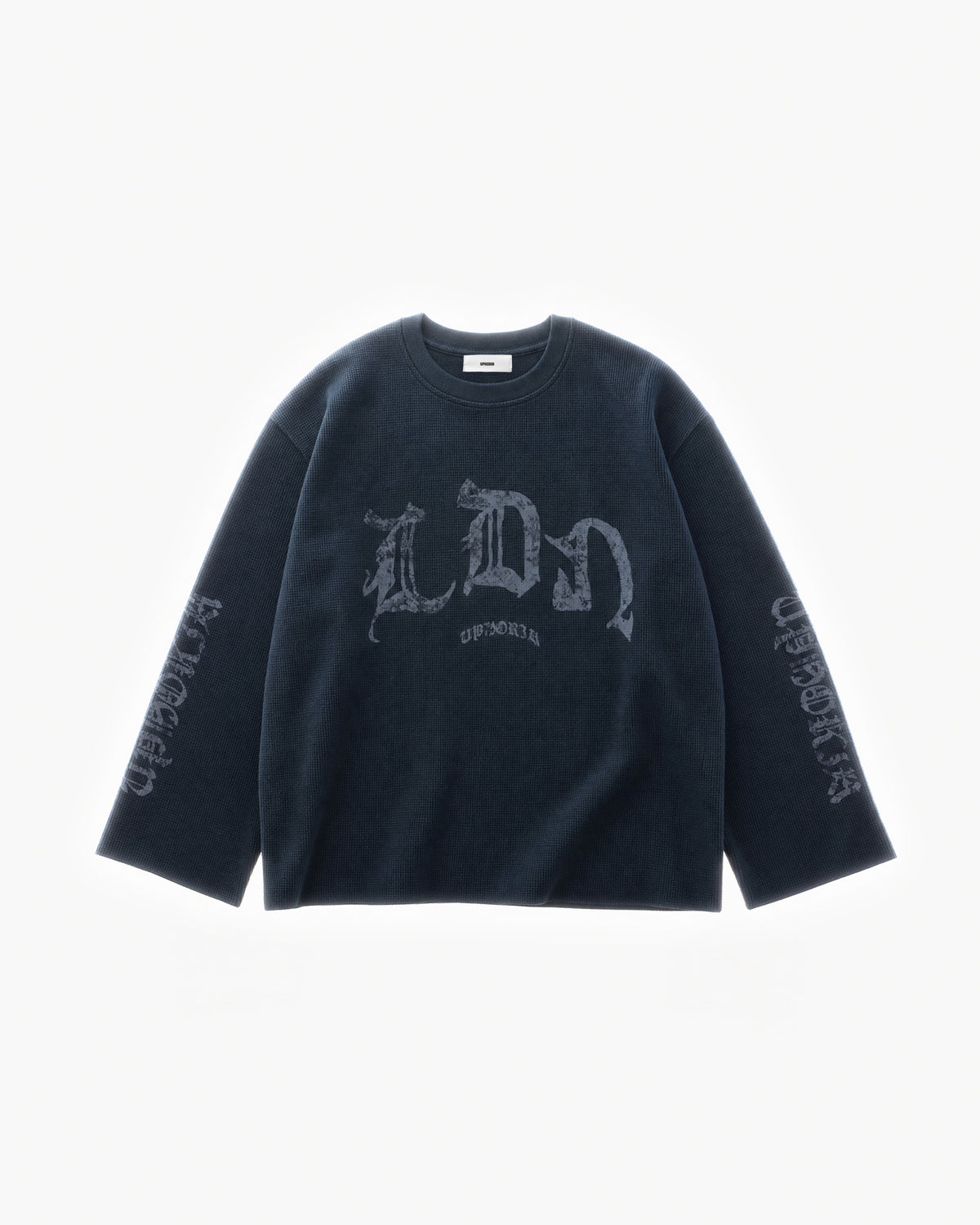 LDN Waffle Long Sleeve in Navy – flat lay, front view