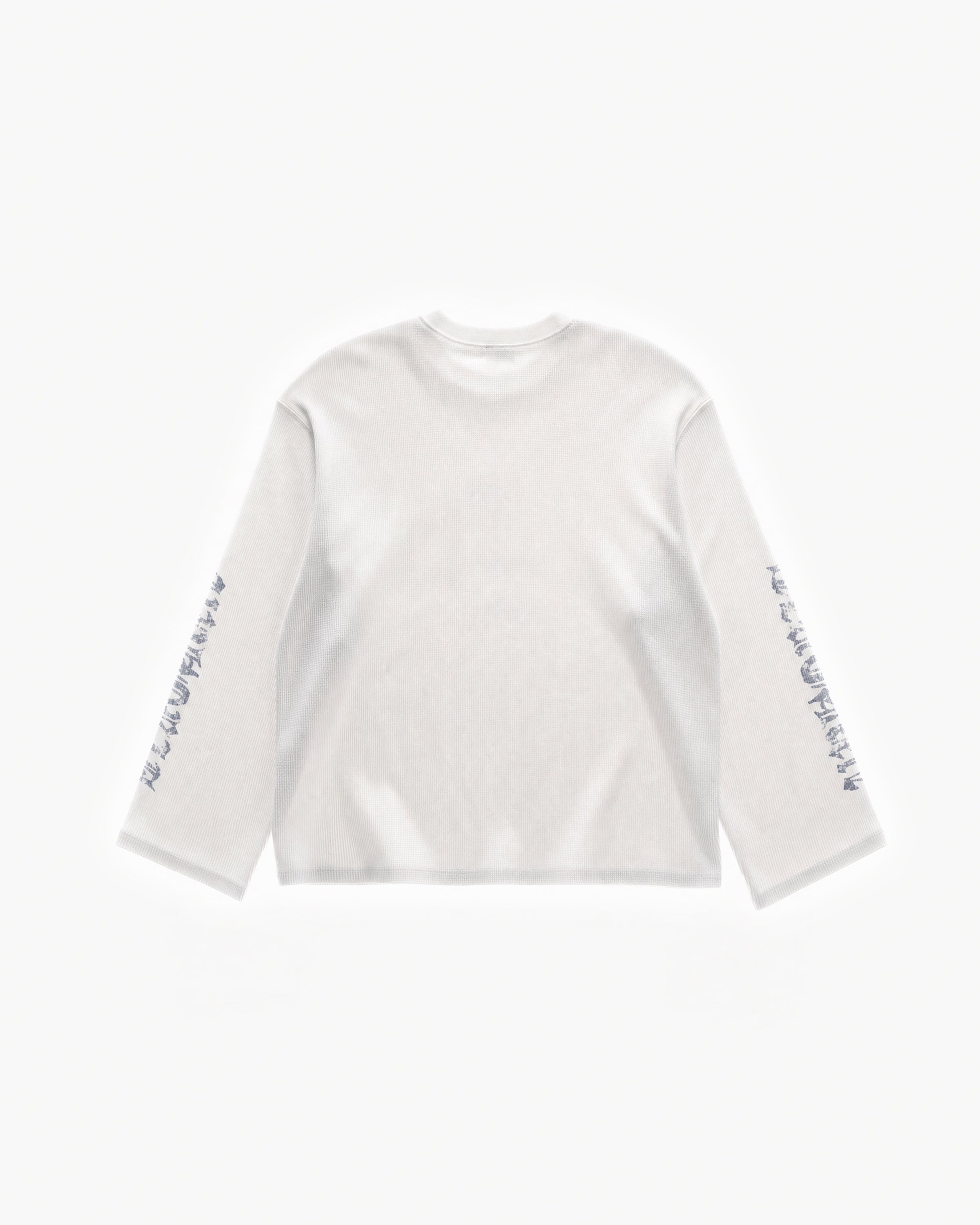 LDN Waffle Long Sleeve in White – flat lay, back view