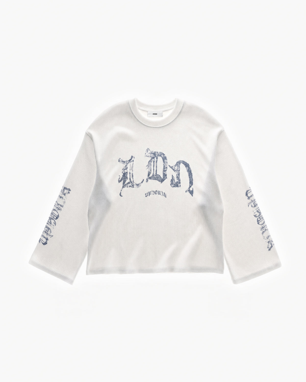 LDN Waffle Long Sleeve in White – flat lay, front view