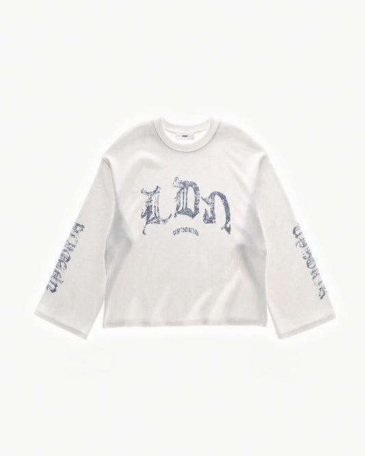 LDN Waffle Long Sleeve in White – flat lay, front view