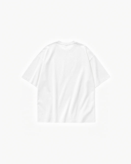 LDN Star Tee in White – flat lay, back view