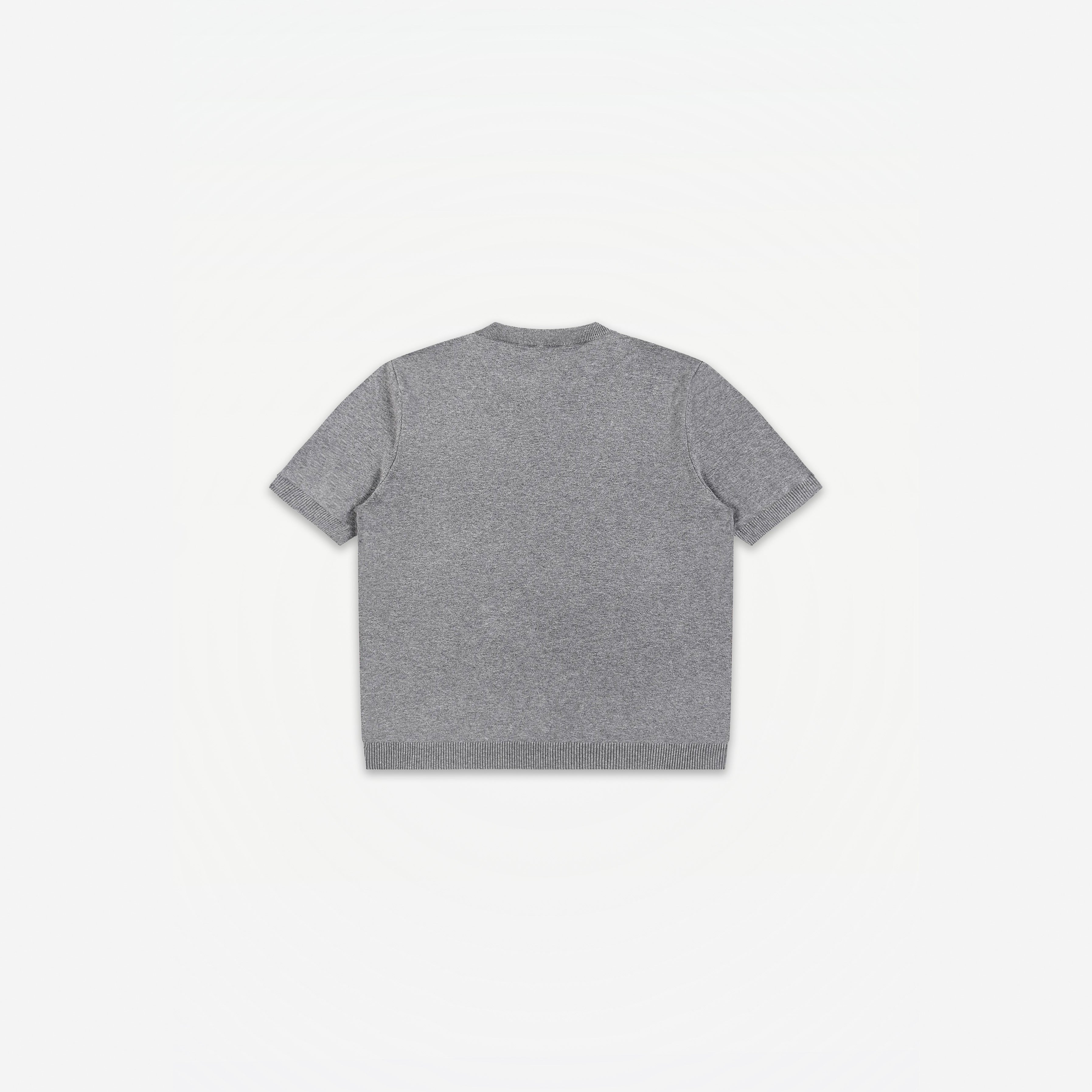Como Henley Knit Tee in Grey – flat lay, back view