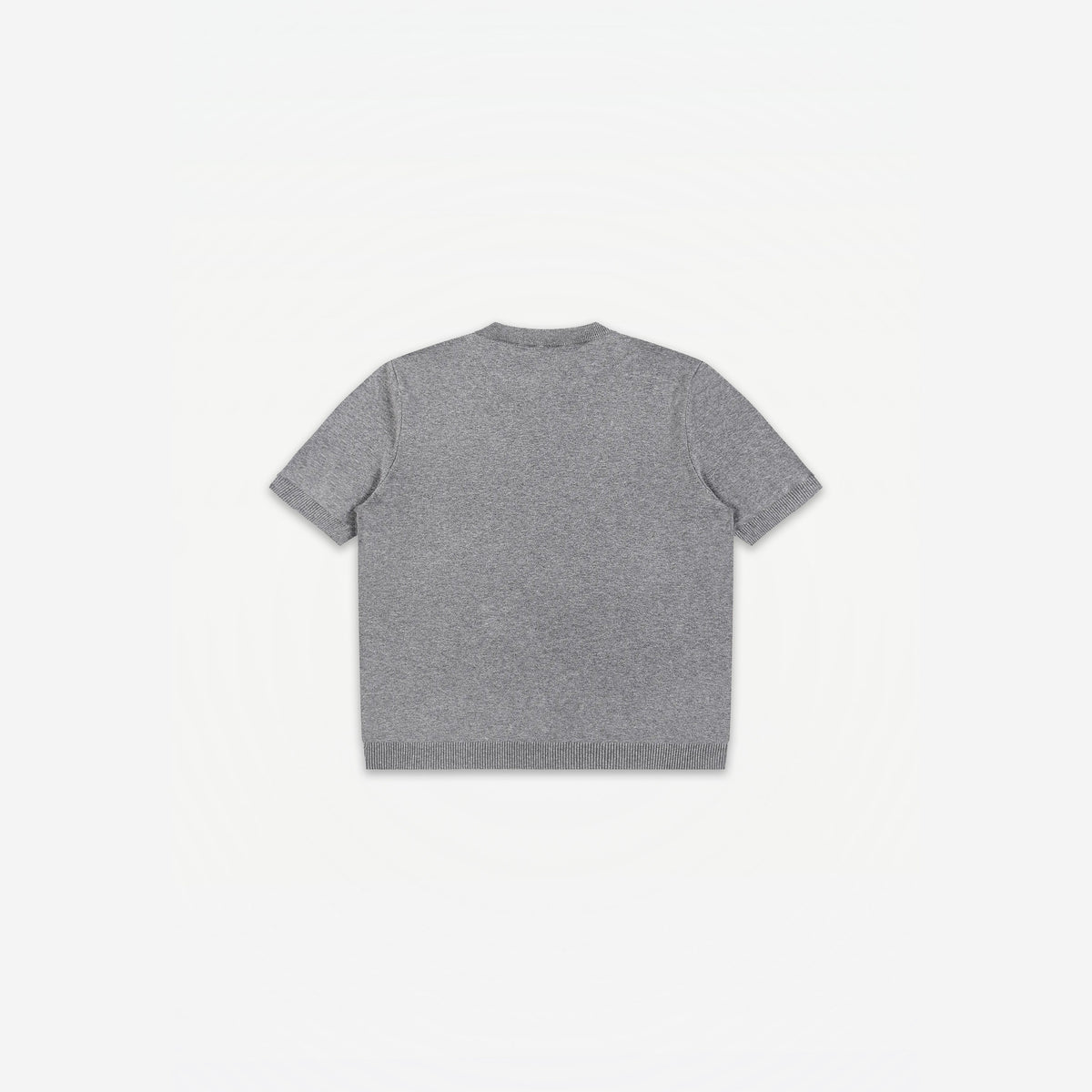 Como Henley Knit Tee in Grey – flat lay, back view