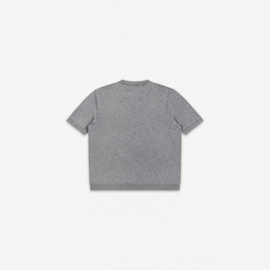 Como Henley Knit Tee in Grey – flat lay, back view