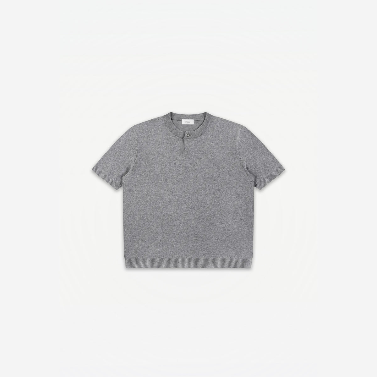 Como Henley Knit Tee in Grey – flat lay, front view