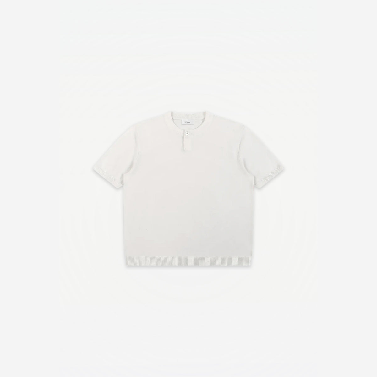 Como Henley Knit Tee in White – flat lay, front view