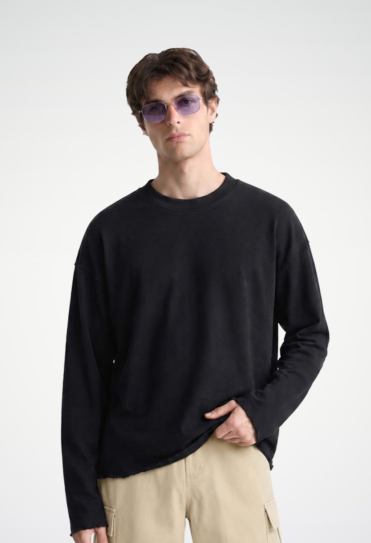 Raw Edge Long Sleeve Tee