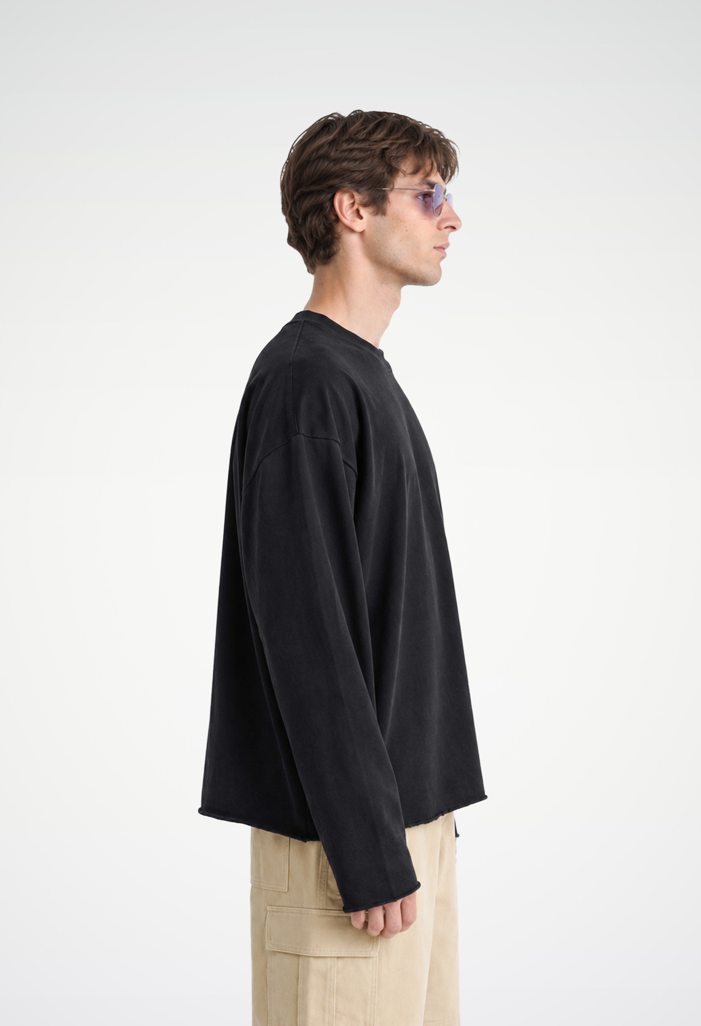 Raw Edge Long Sleeve Tee