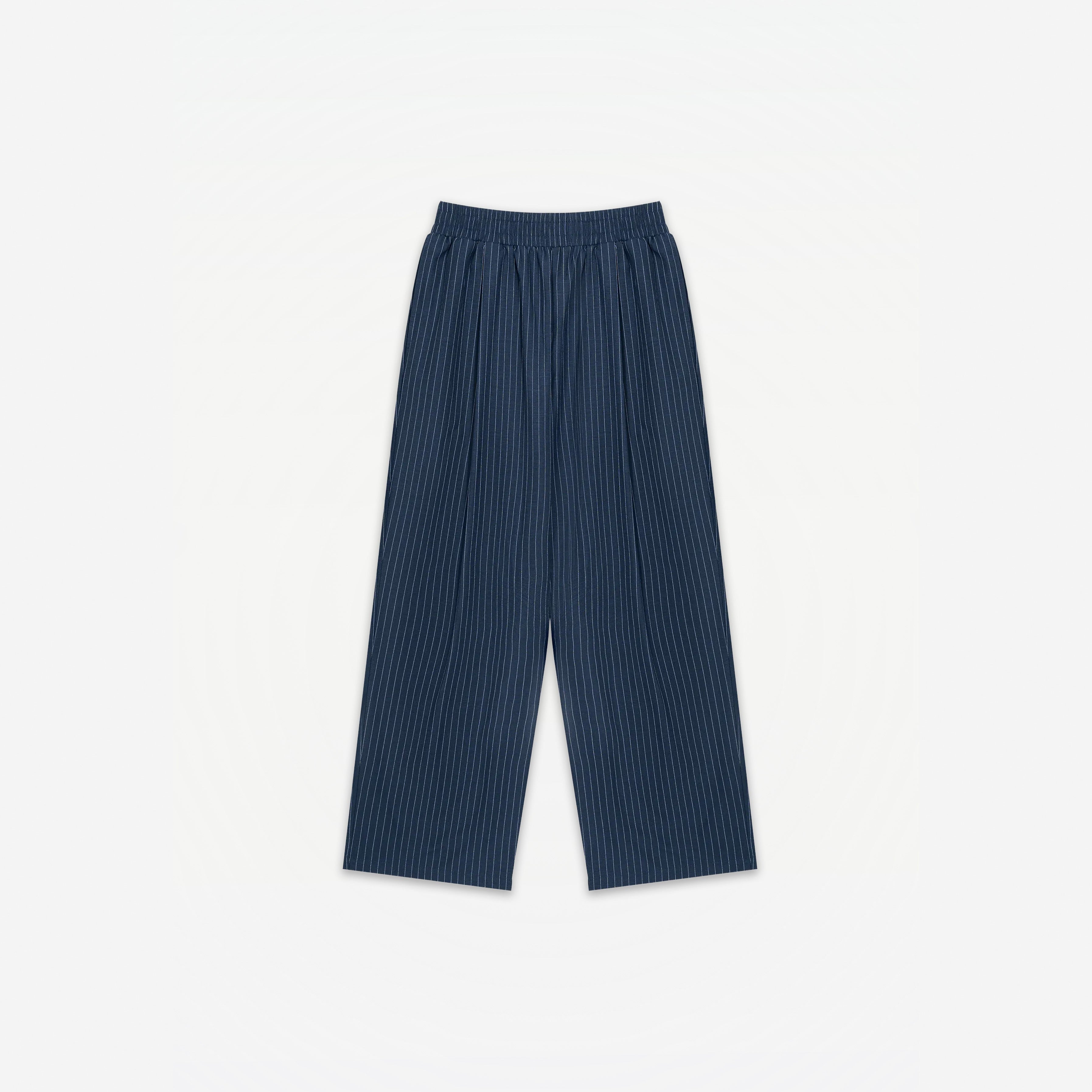 Marina Ultralight Striped Pants in Blue – flat lay, front view