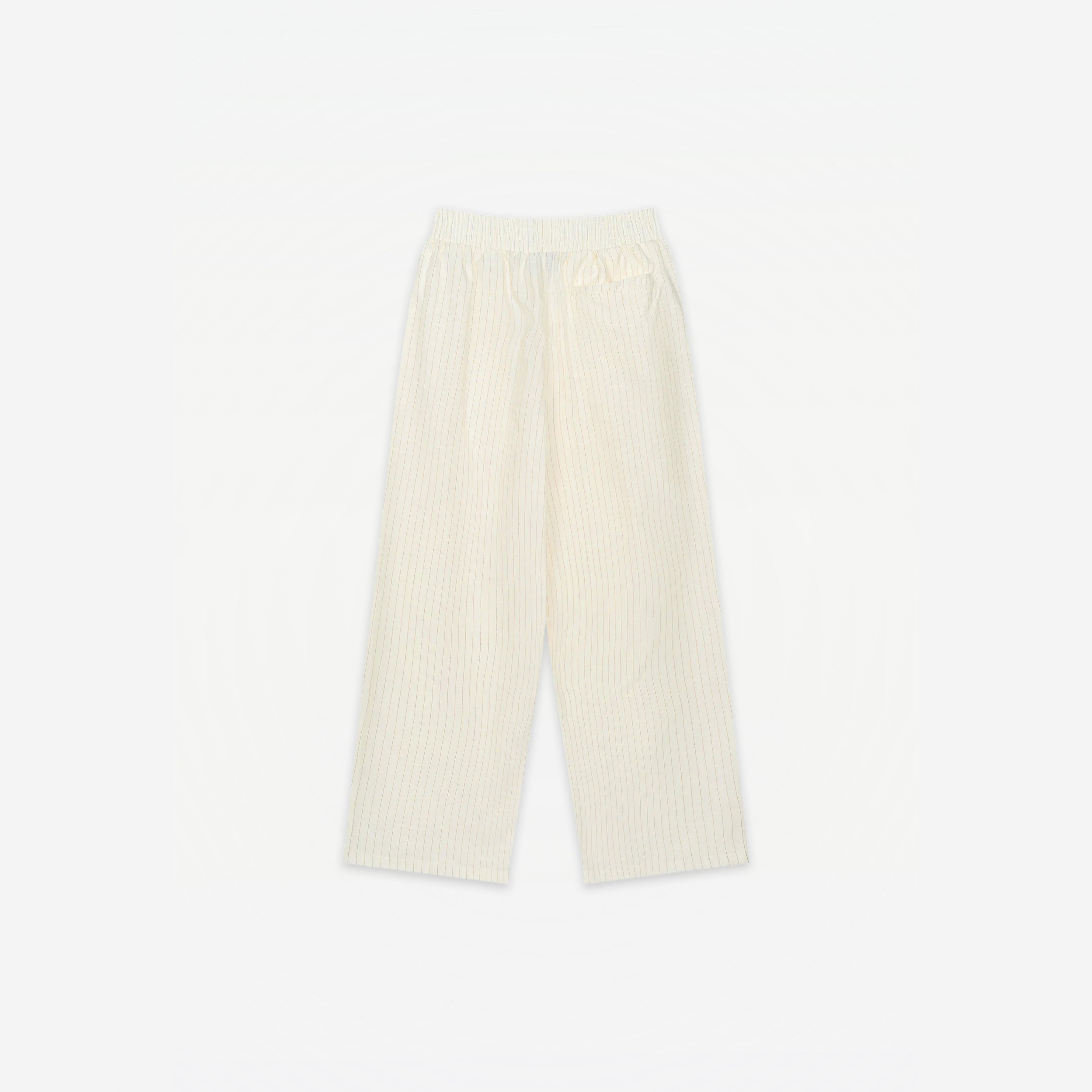 Marina Ultralight Striped Pants in White – flat lay, back view