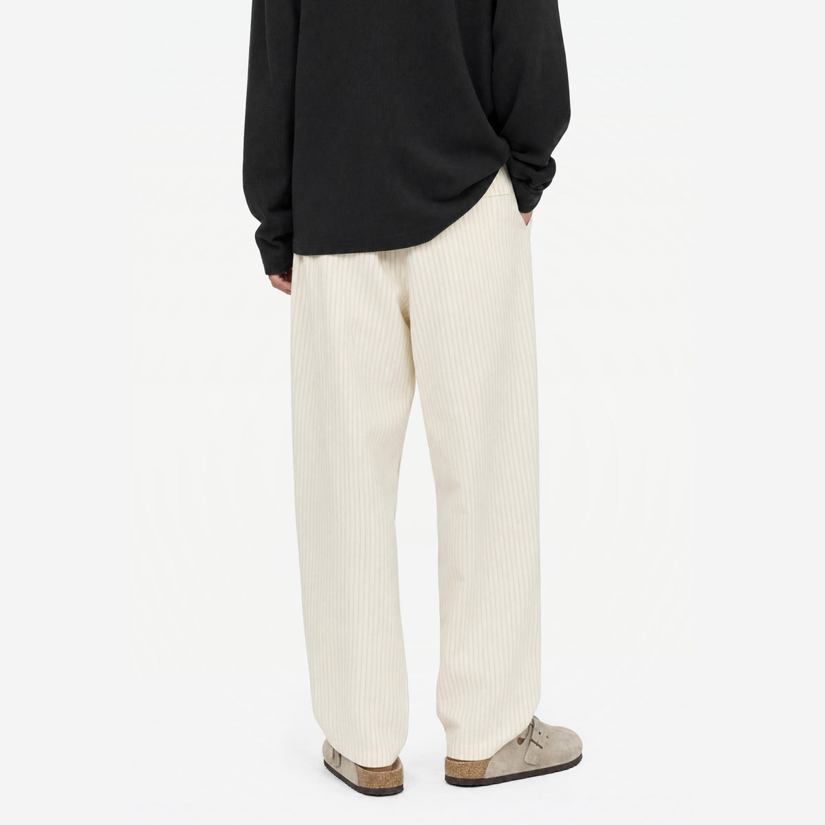 Marina Ultralight Striped Pants in White – worn by model, back view