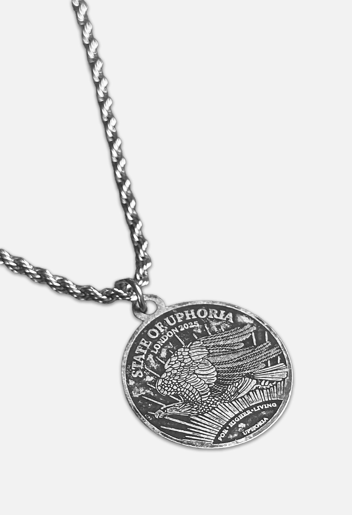 Eagle Faded Silver Necklace