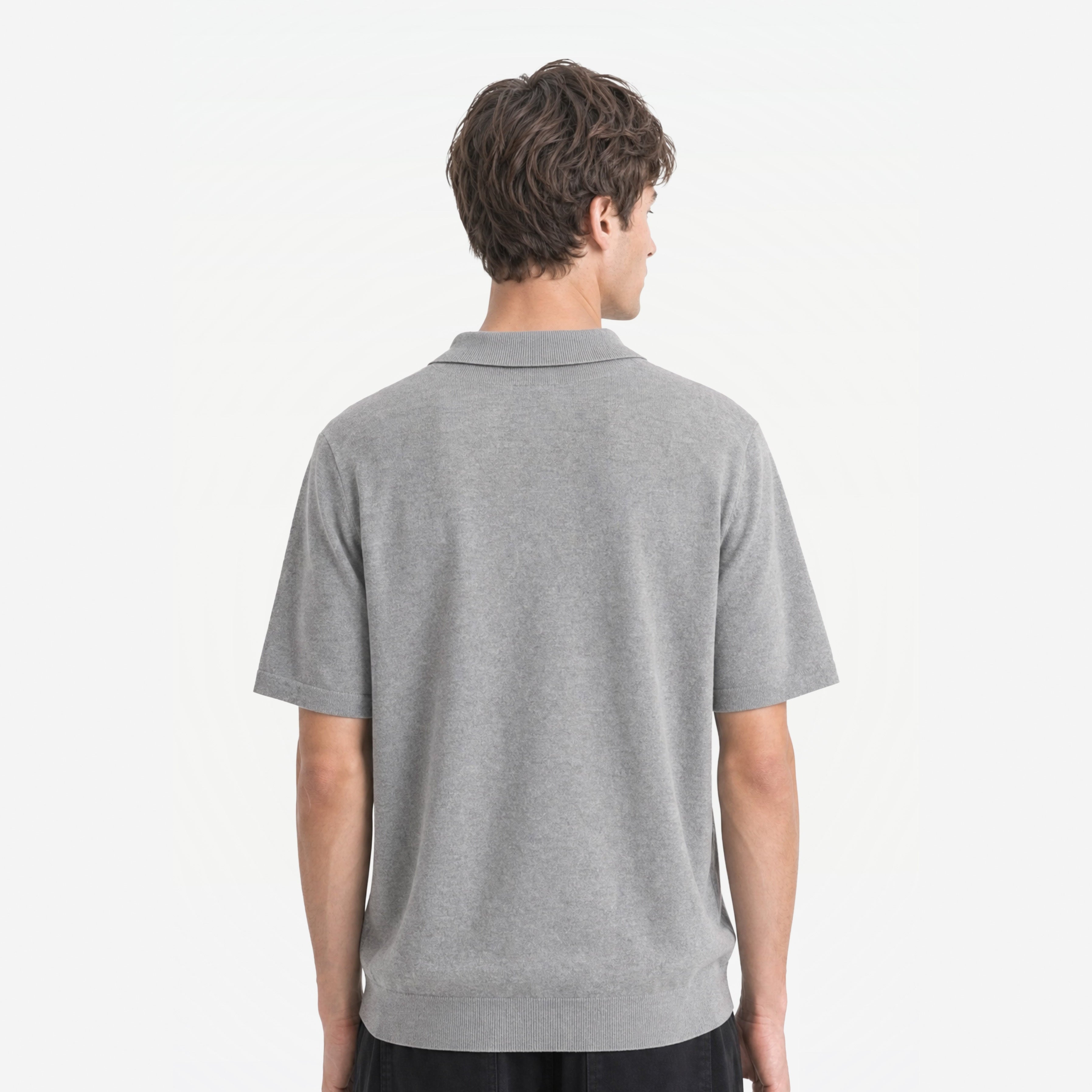 Bellagio Polo in Pietra – worn by model, back view