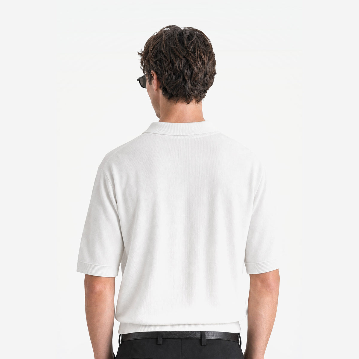 Bellagio Polo in Bianco – worn by model, back view