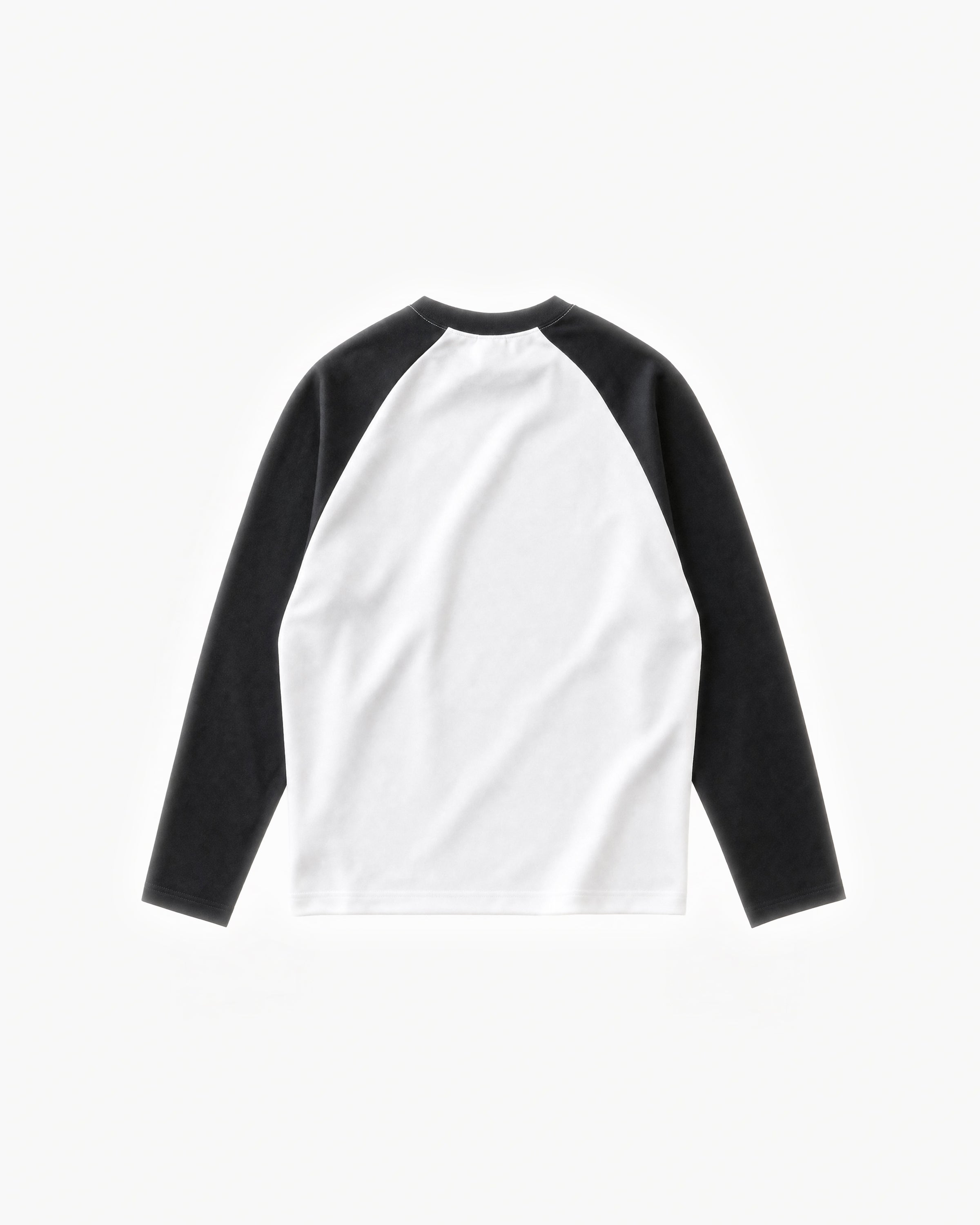Pavilion Raglan Long Sleeve in White / Black – flat lay, back view