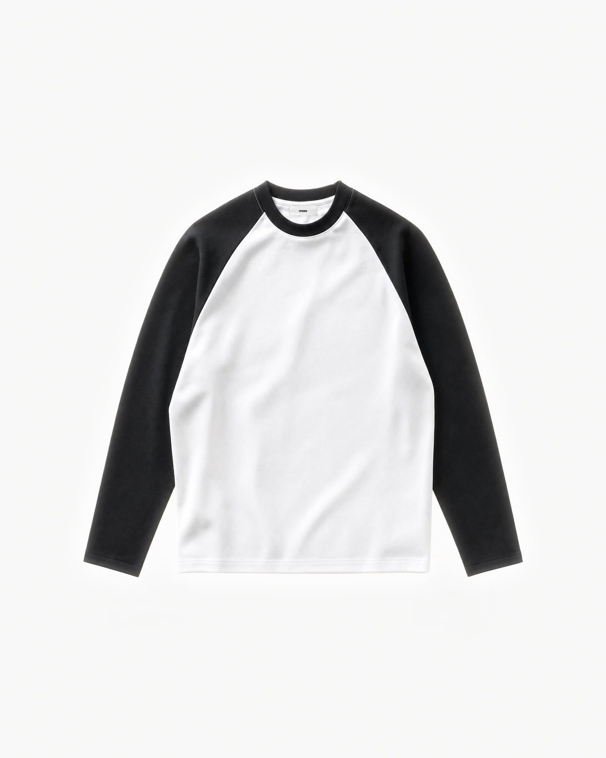 Pavilion Raglan Long Sleeve in White / Black – flat lay, front view