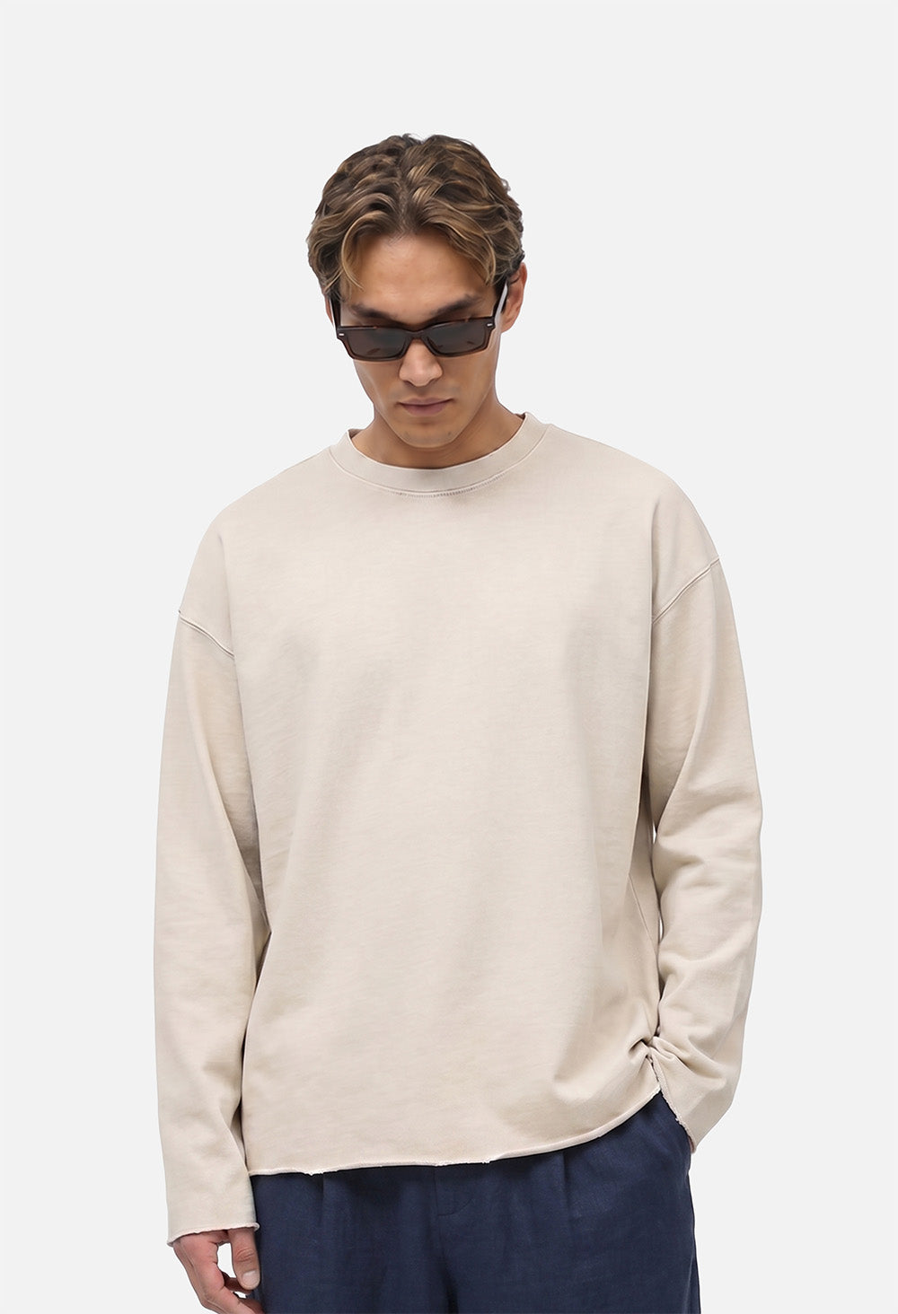 Raw Edge Long Sleeve Tee