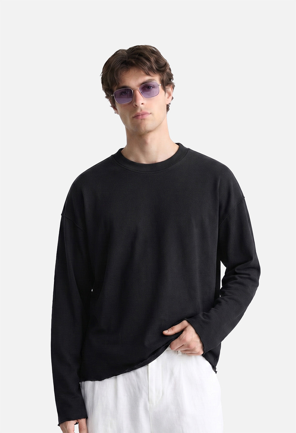 Raw Edge Long Sleeve Tee