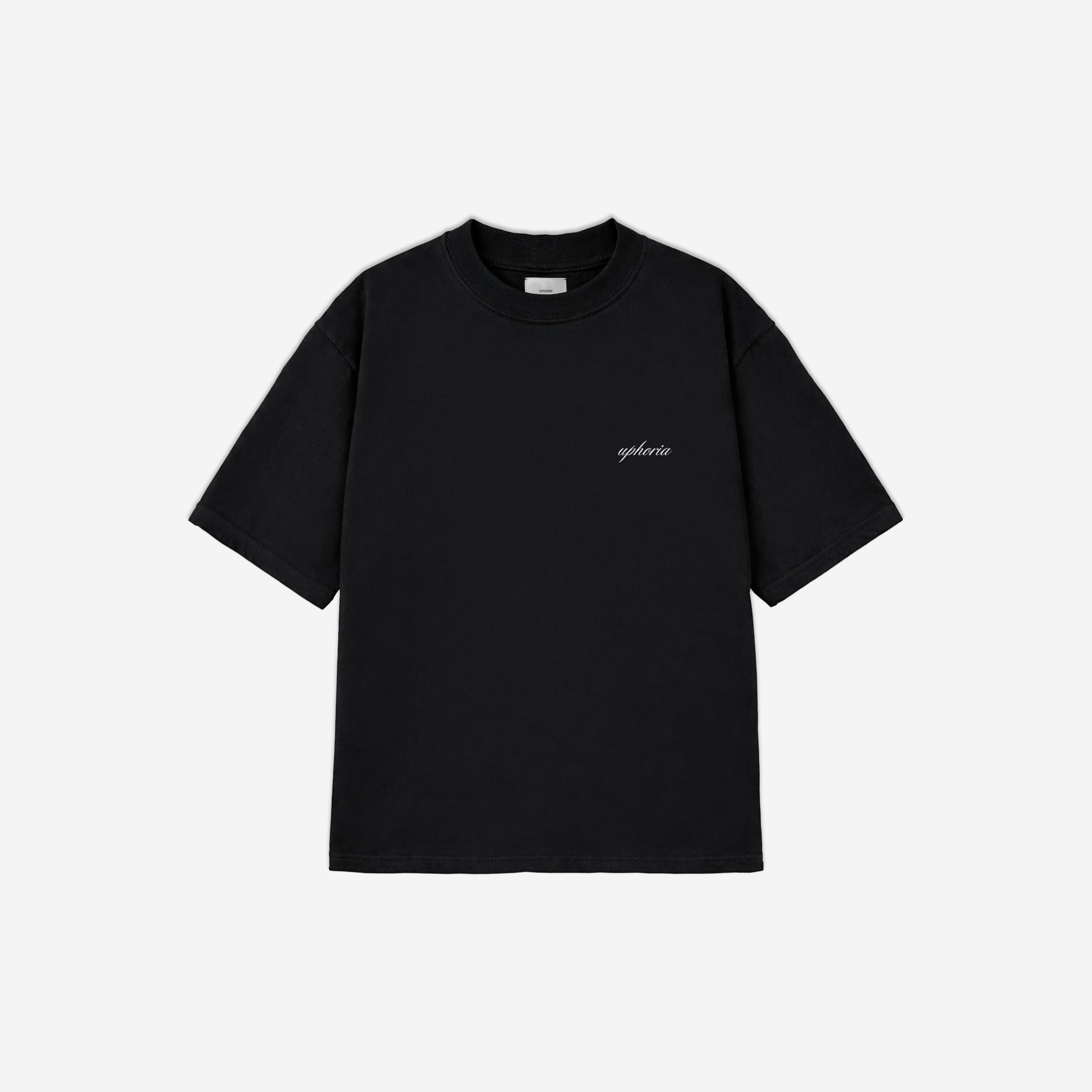 Summer Resort Tee in Black – flat lay, front view