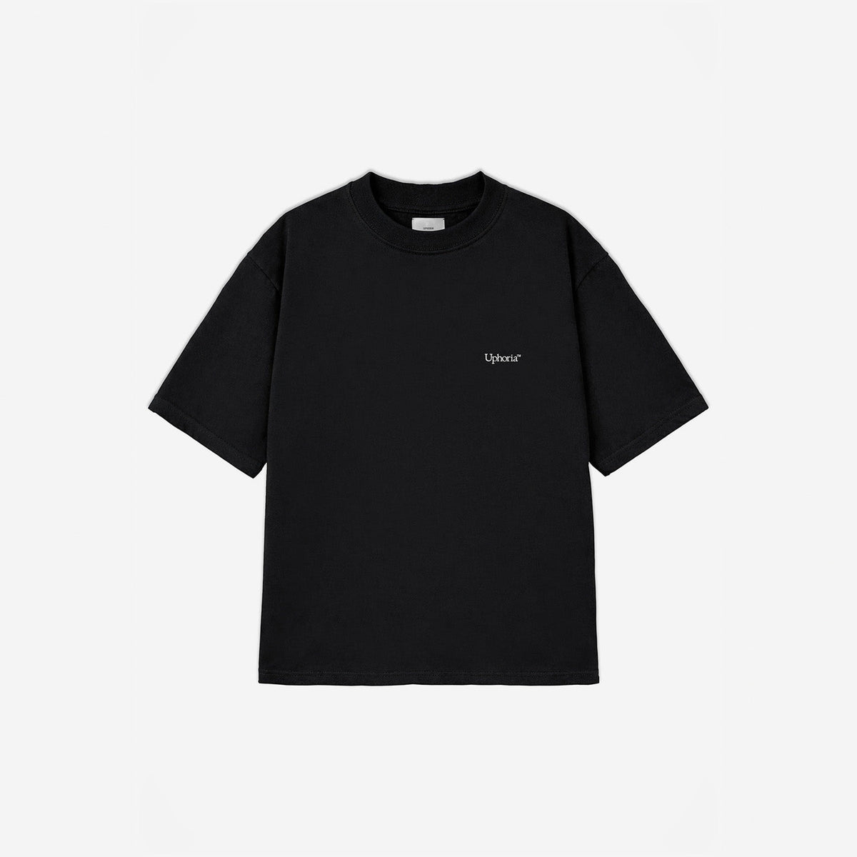Emblem Motion Tee in Black - White Graphic – flat lay, front view
