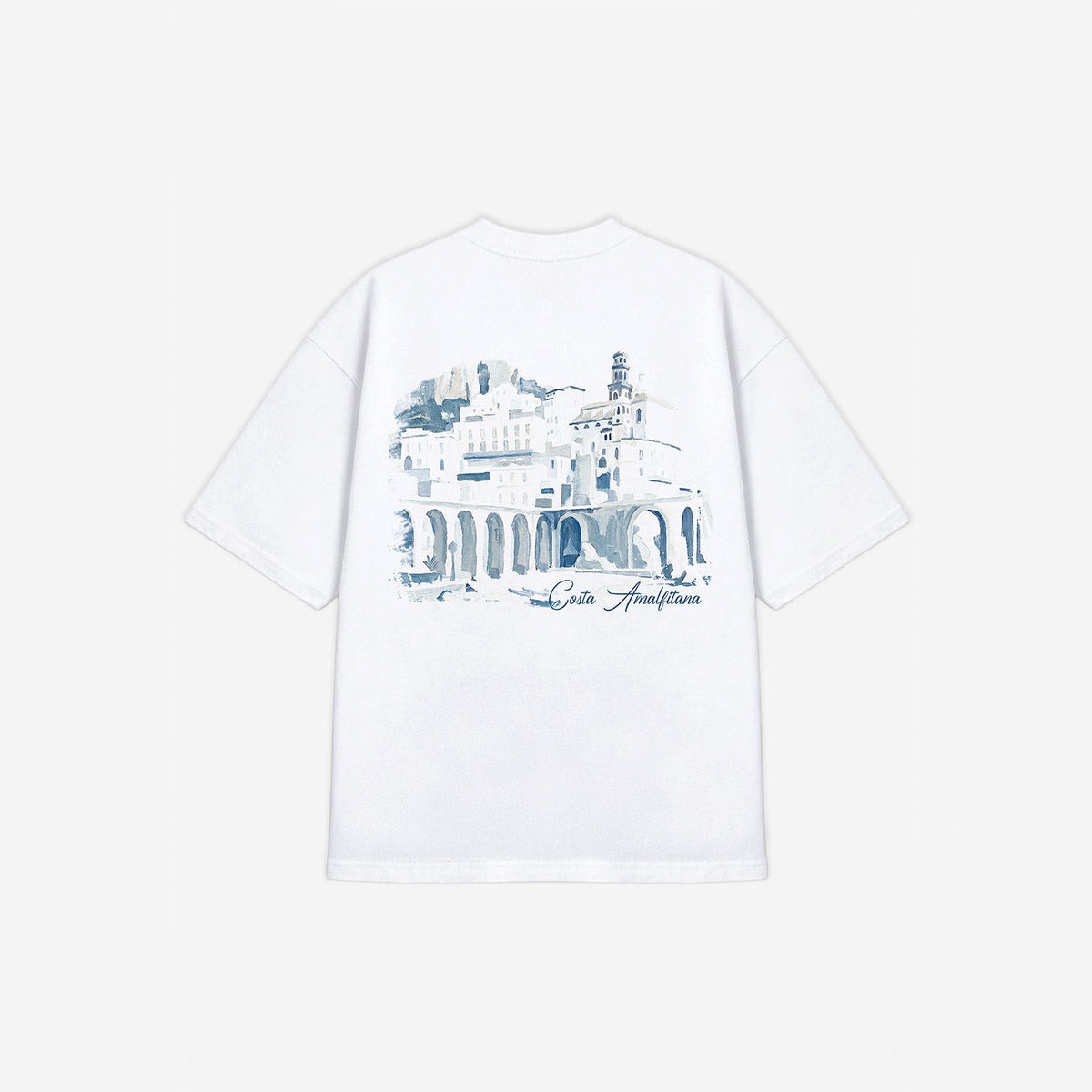 Costa Amalfitana Tee in White – flat lay, back view