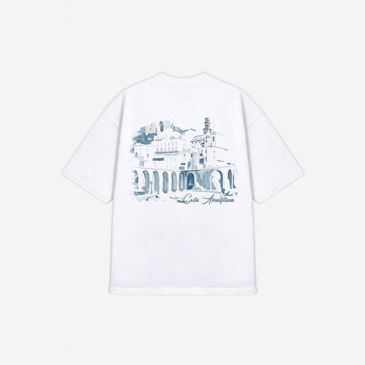 Costa Amalfitana Tee in White – flat lay, back view
