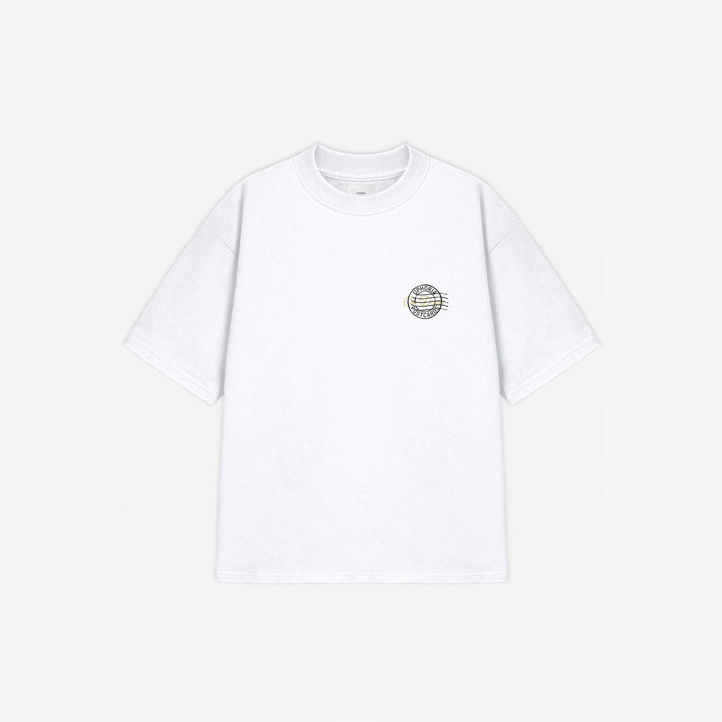 Cote D'azur Tee in White – flat lay, front view