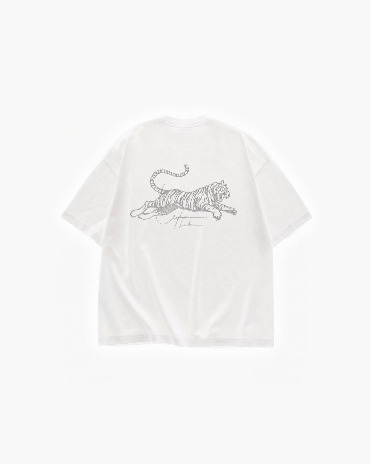 Tiger Signature Tee in White – flat lay, back view