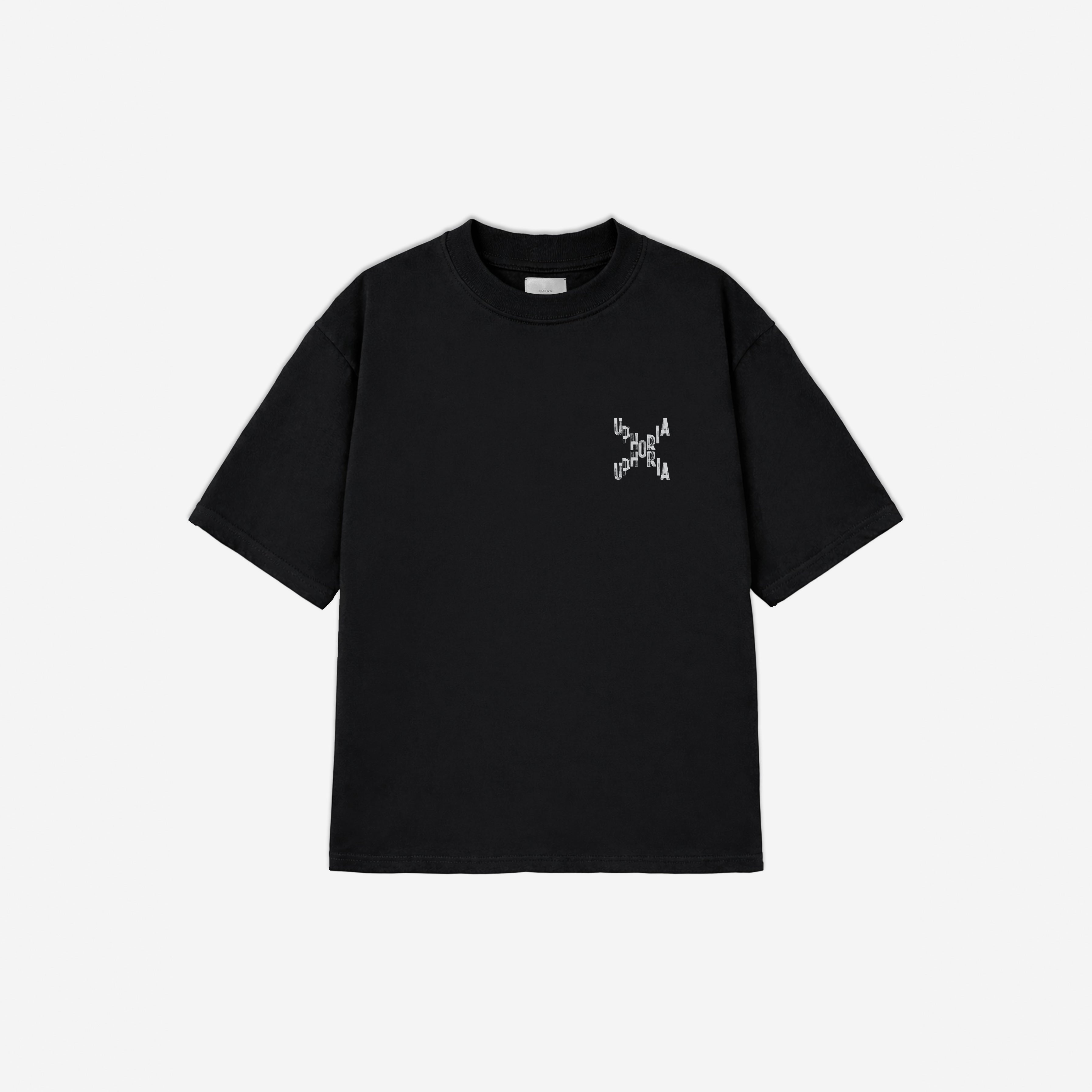 Signature Cross Tee in Black – flat lay, front view