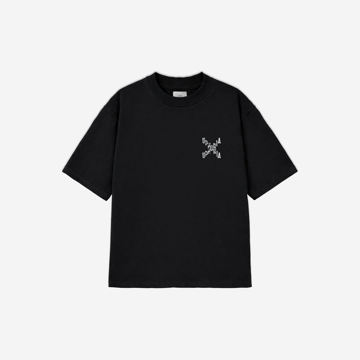Signature Cross Tee in Black – flat lay, front view